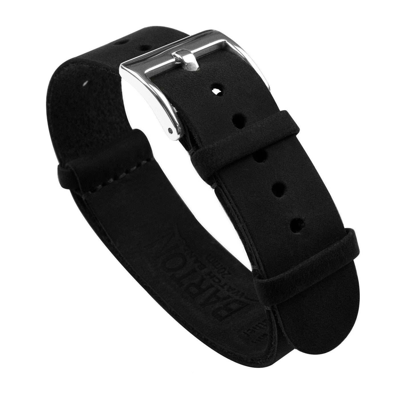 
                  
                    Black Leather NATO® Style Watch Band
                  
                
