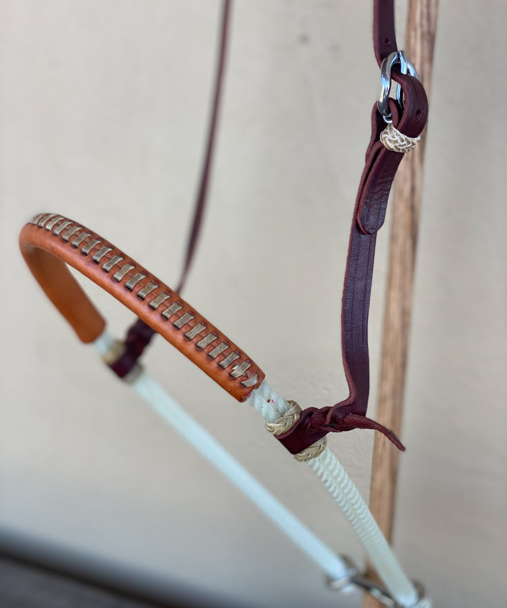 Double Rope Tie Down Noseband - Leather Wrapped