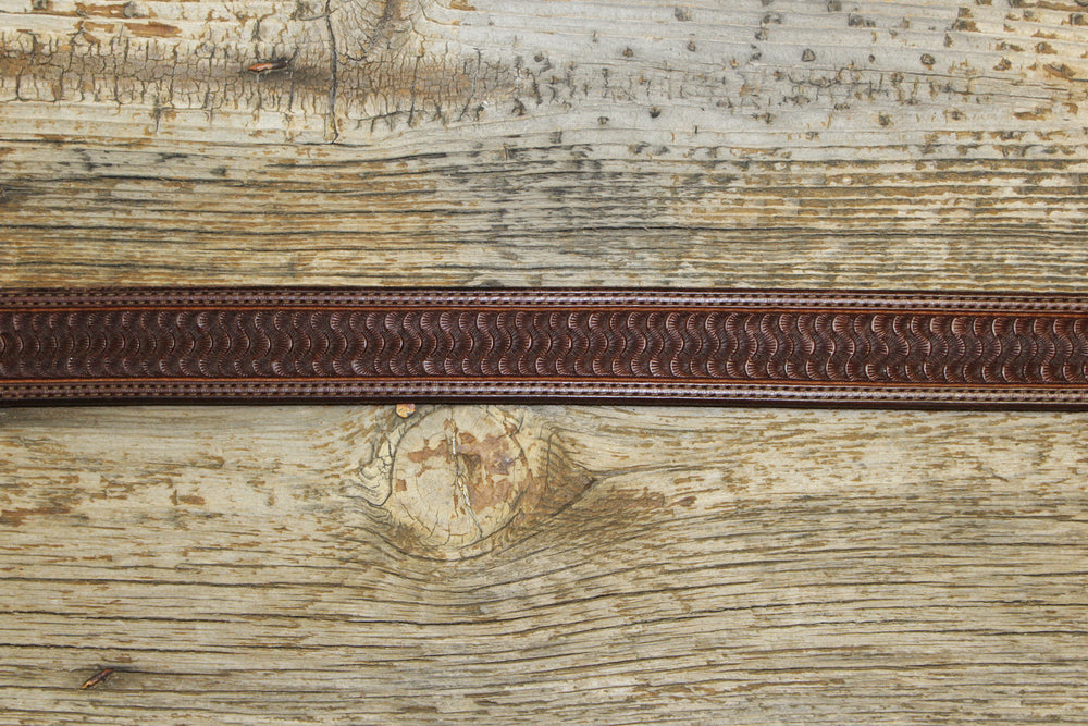 
                  
                    Bargain Barn - Chocolate Spider Stamp Tapered Belt
                  
                