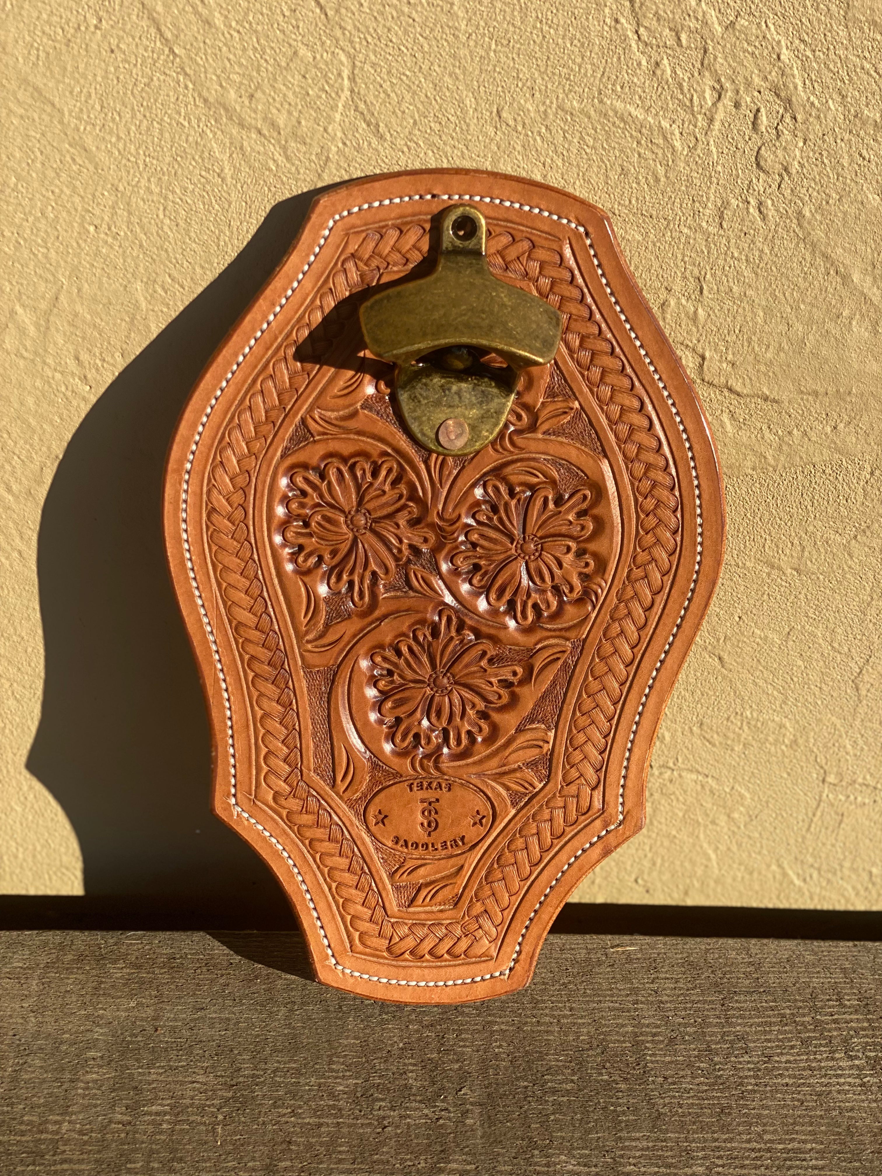 Tooled Leather Bottle Opener