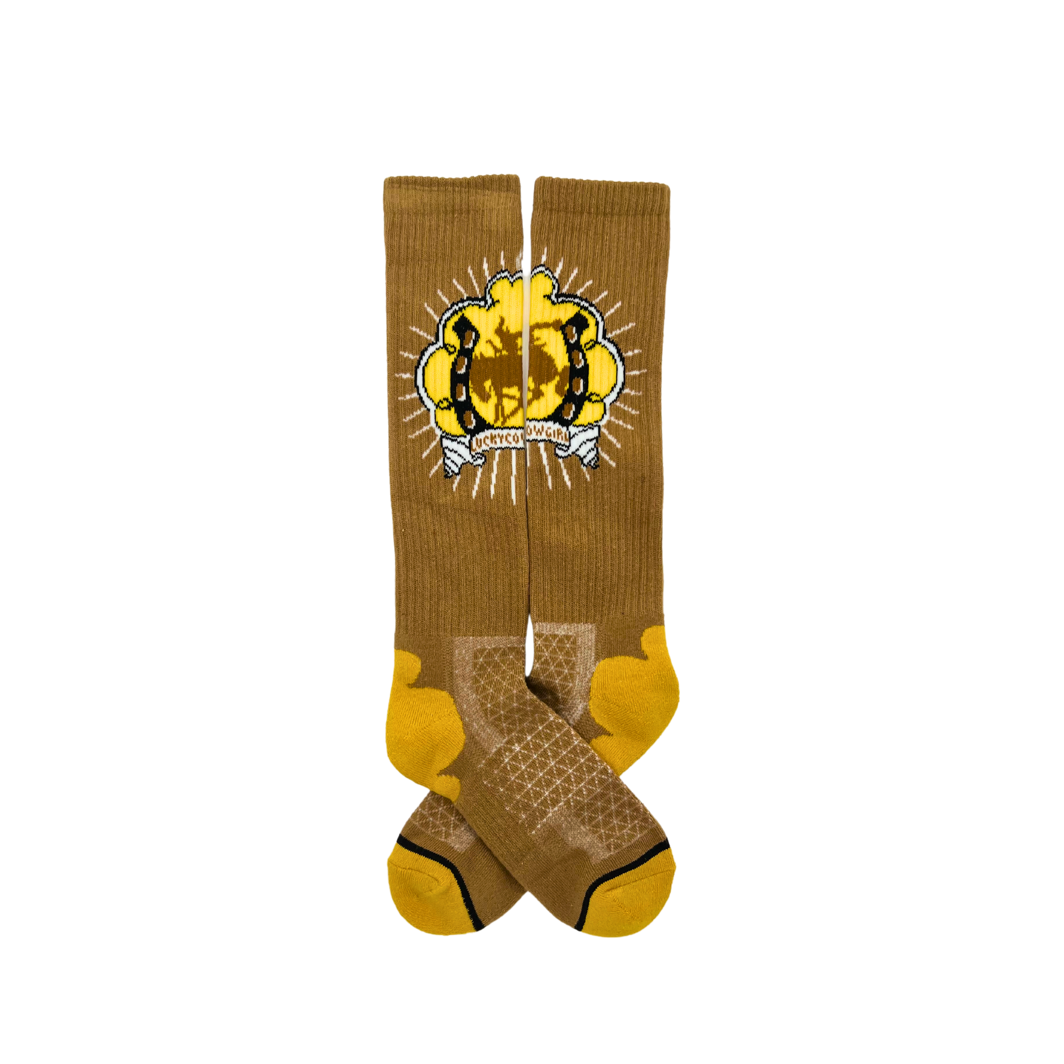 Lucky Bucking Cowgirl Tan Performance Socks