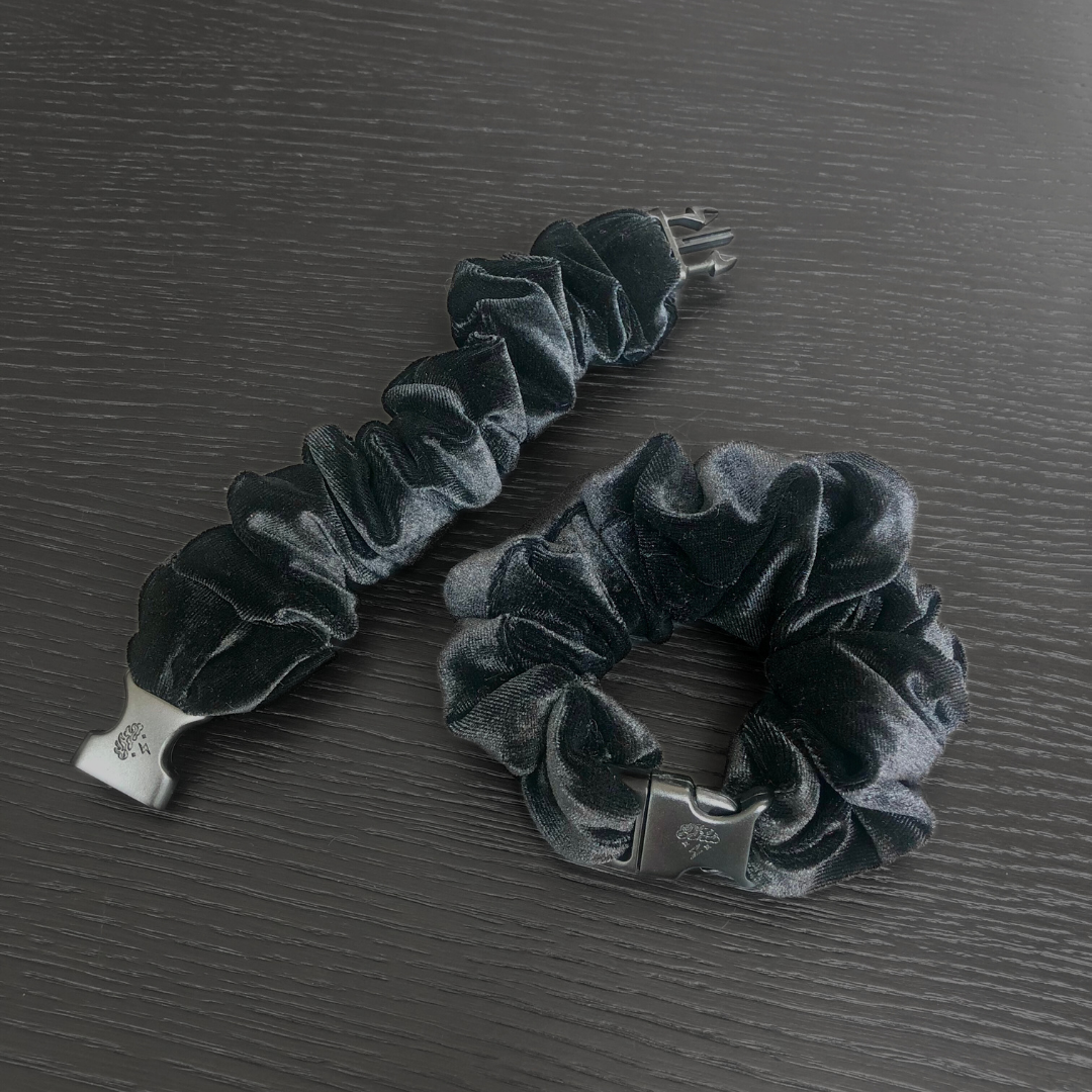 Black Velvet Buckle Scrunchie - No Snagging, No Tangles