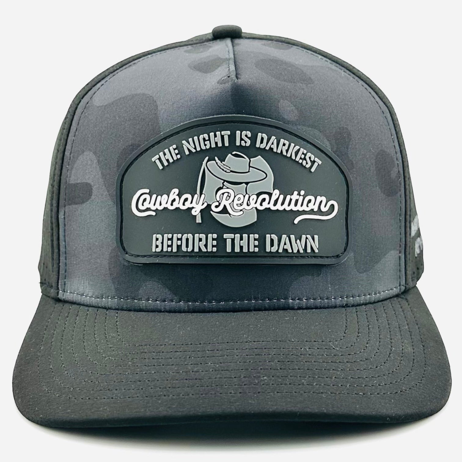 “Before The Dawn” - Cowboy Revolution Dark Camo/Black 5-panel Trucker Hat