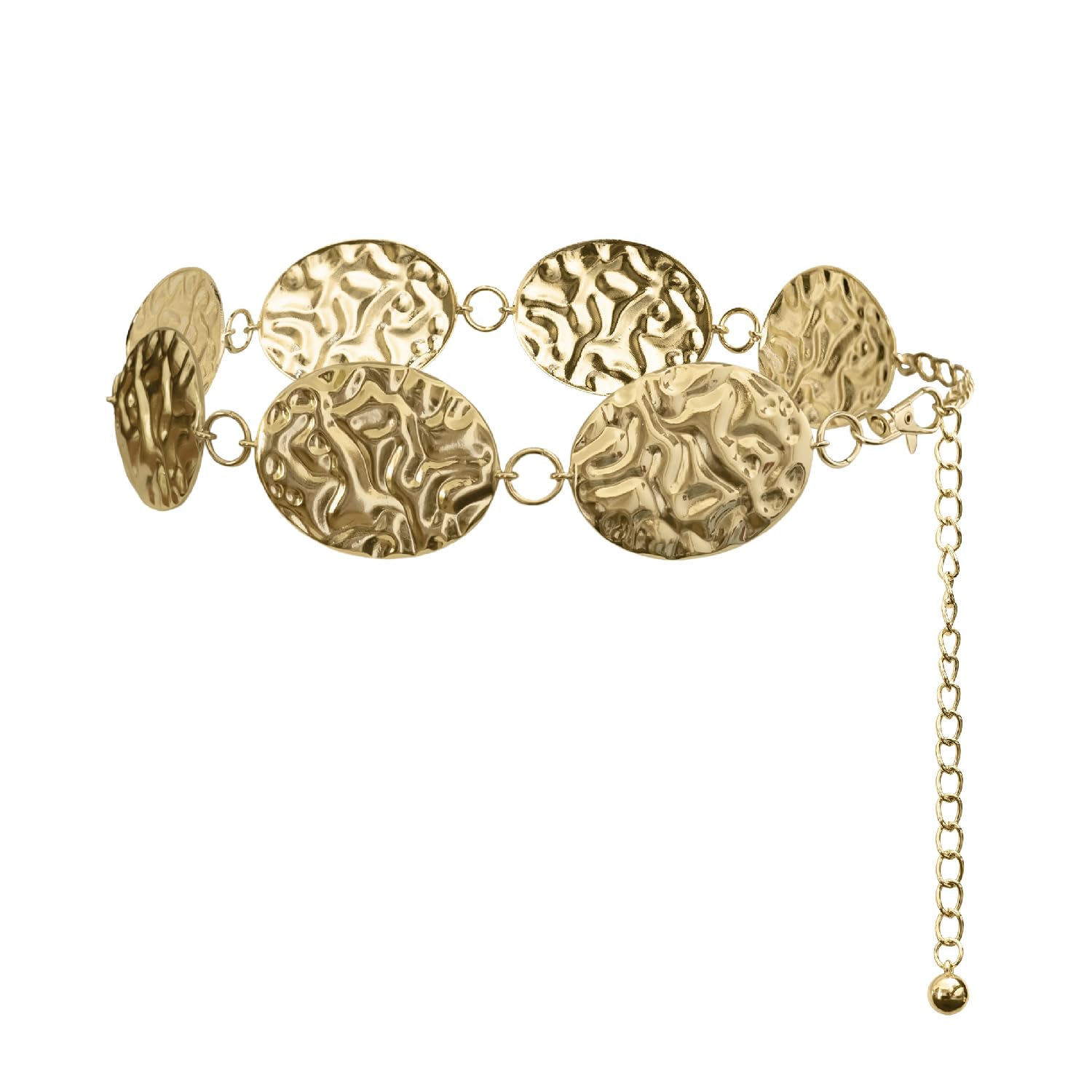 Hammered Metal Western Boho Oversized Concho Chain Belt