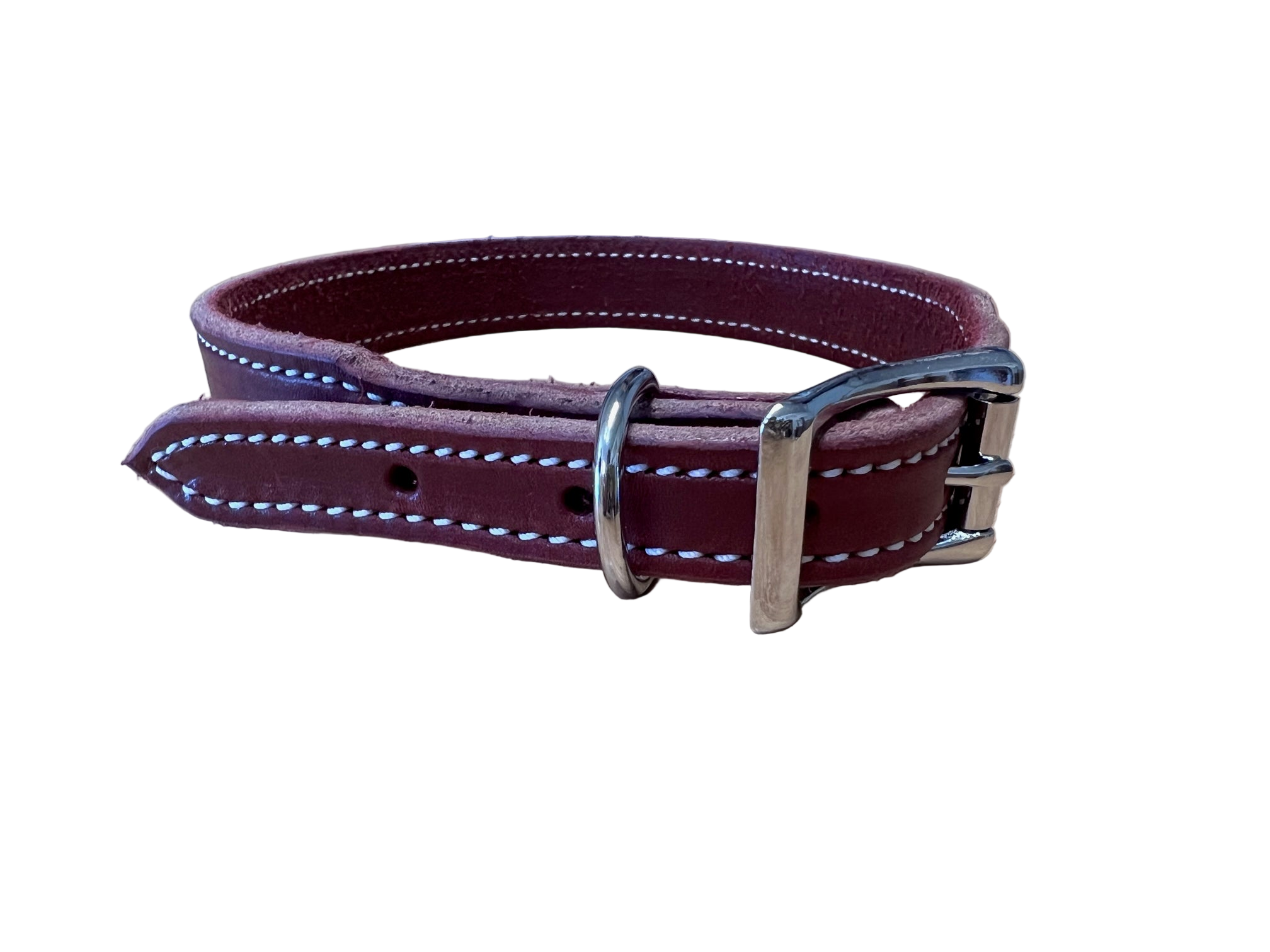 Burgundy Latigo Dog Collar