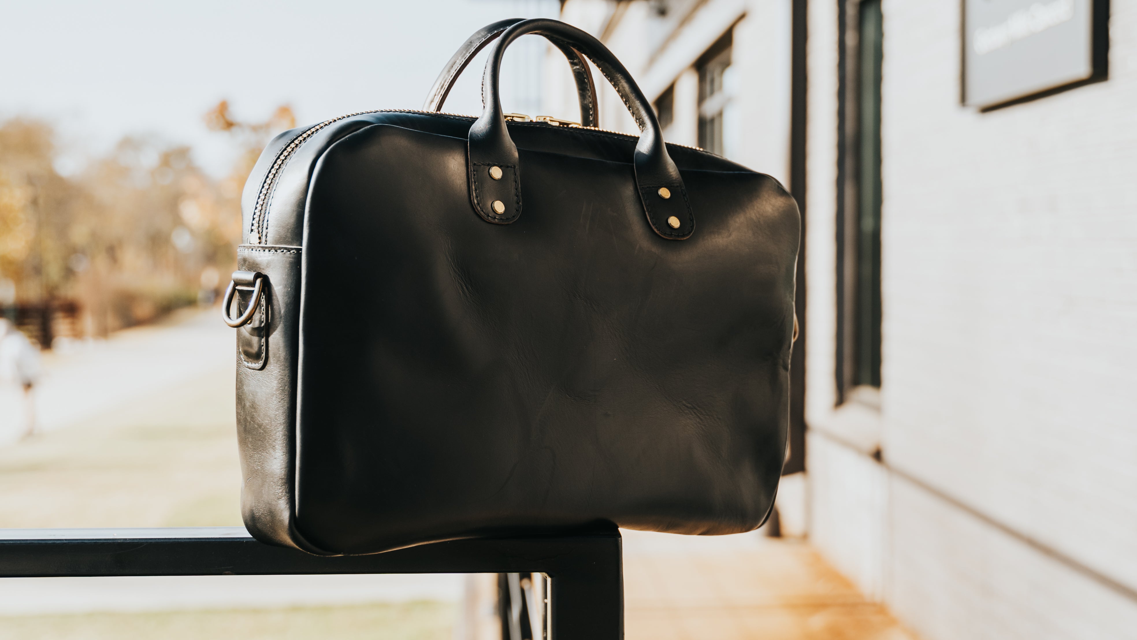 Slim Briefcase in Horween Black Chromexcel Texas Saddlery