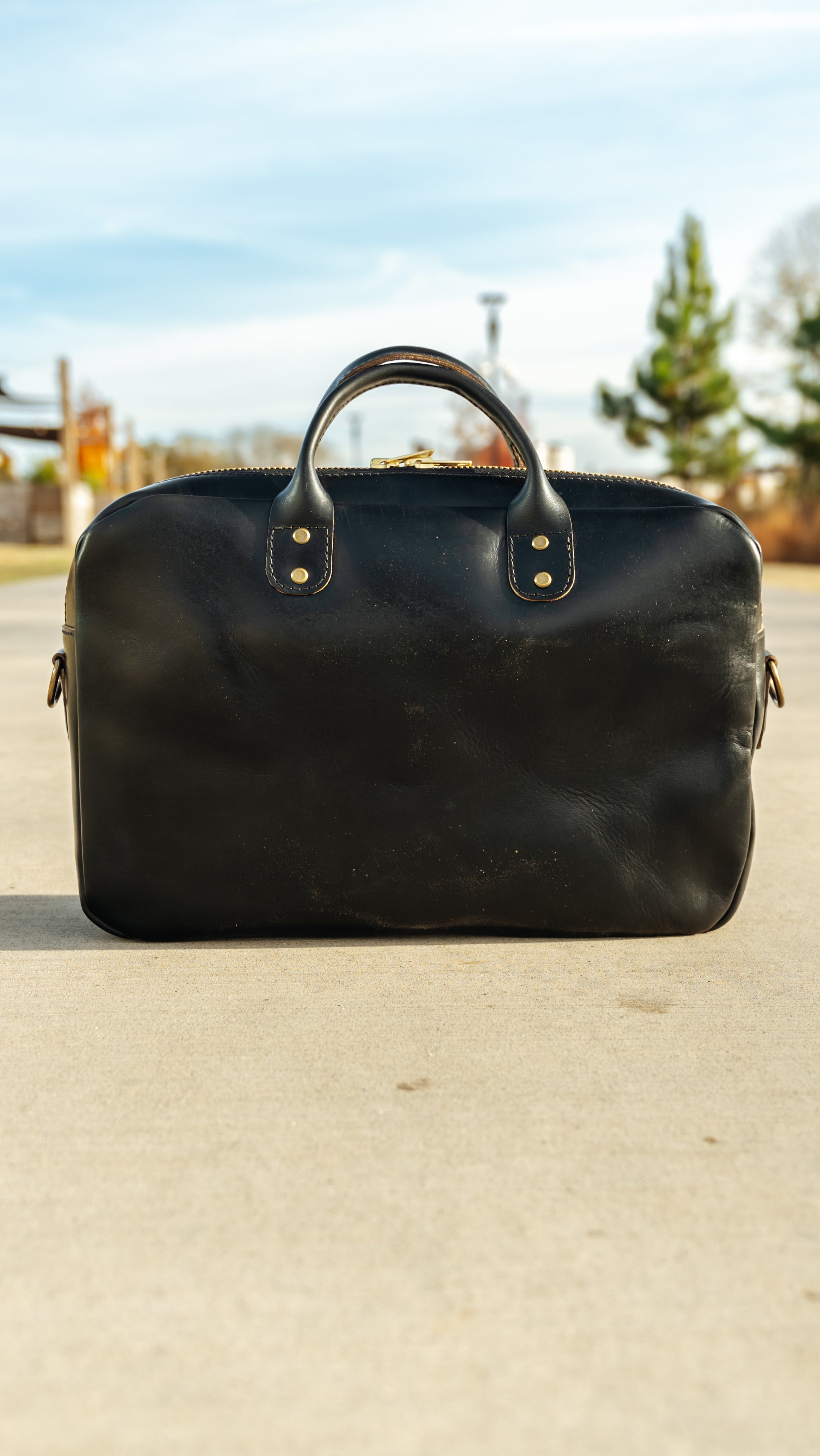 Slim Briefcase in Horween Black Chromexcel Texas Saddlery