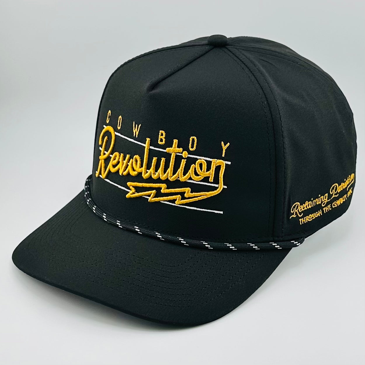 “Lightning" Logo - 5-panel Performance Hat - Black & Gold