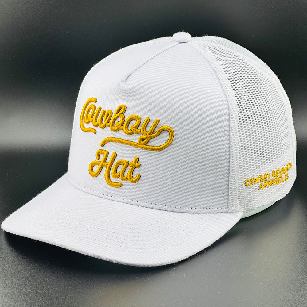 “Cowboy Hat” Cowboy Revolution White 5-panel Trucker Hat