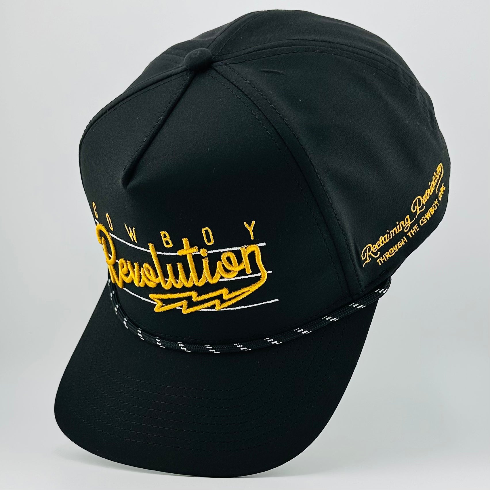“Lightning" Logo - 5-panel Performance Hat - Black & Gold