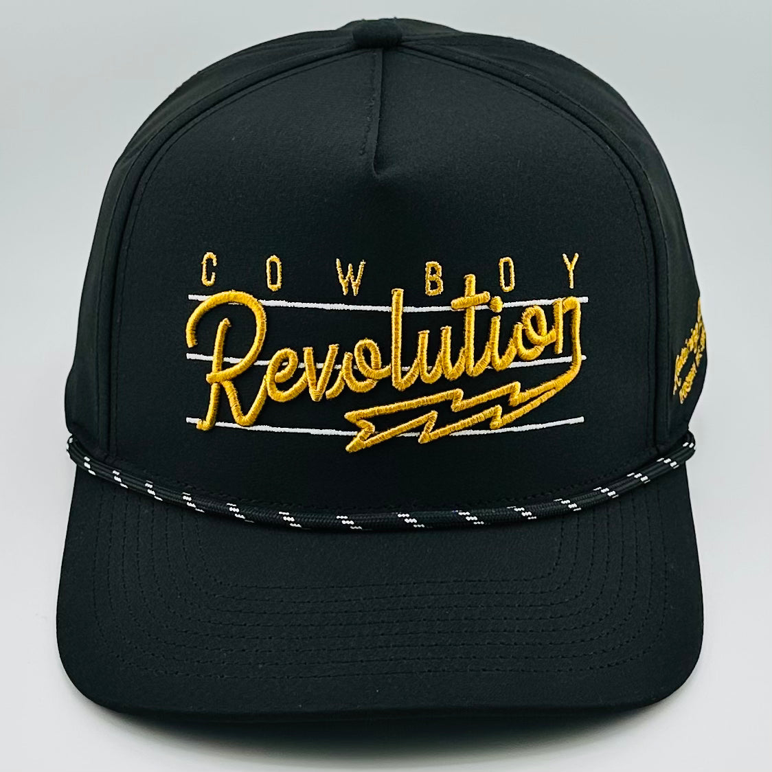 “Lightning" Logo - 5-panel Performance Hat - Black & Gold