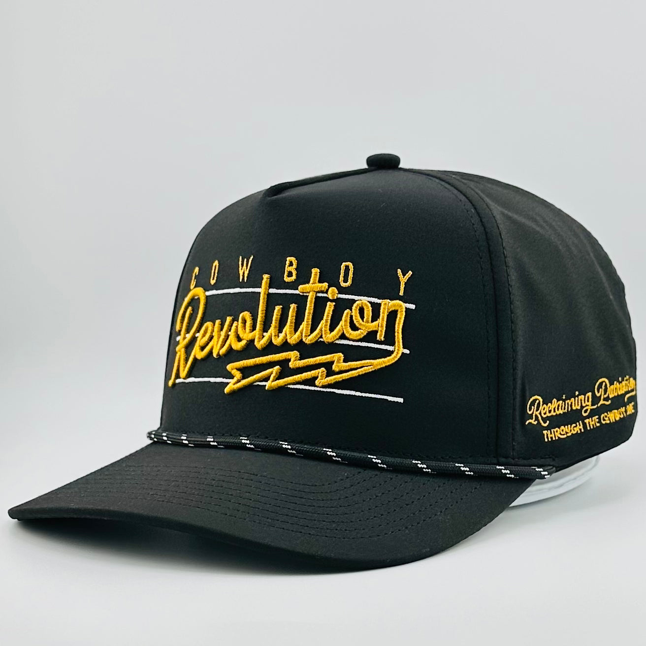 “Lightning" Logo - 5-panel Performance Hat - Black & Gold