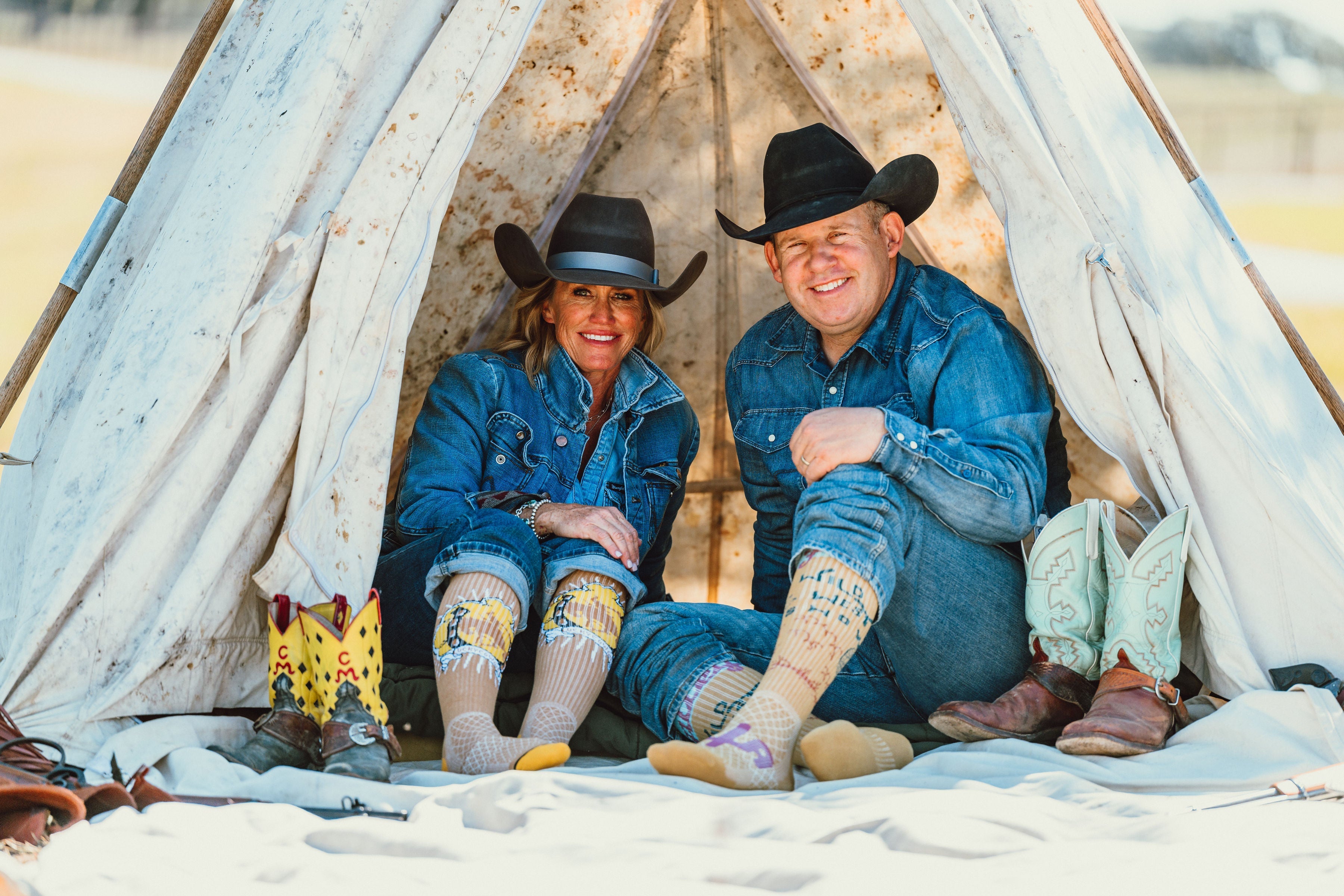 Lucky Bucking Cowgirl Tan Performance Socks
