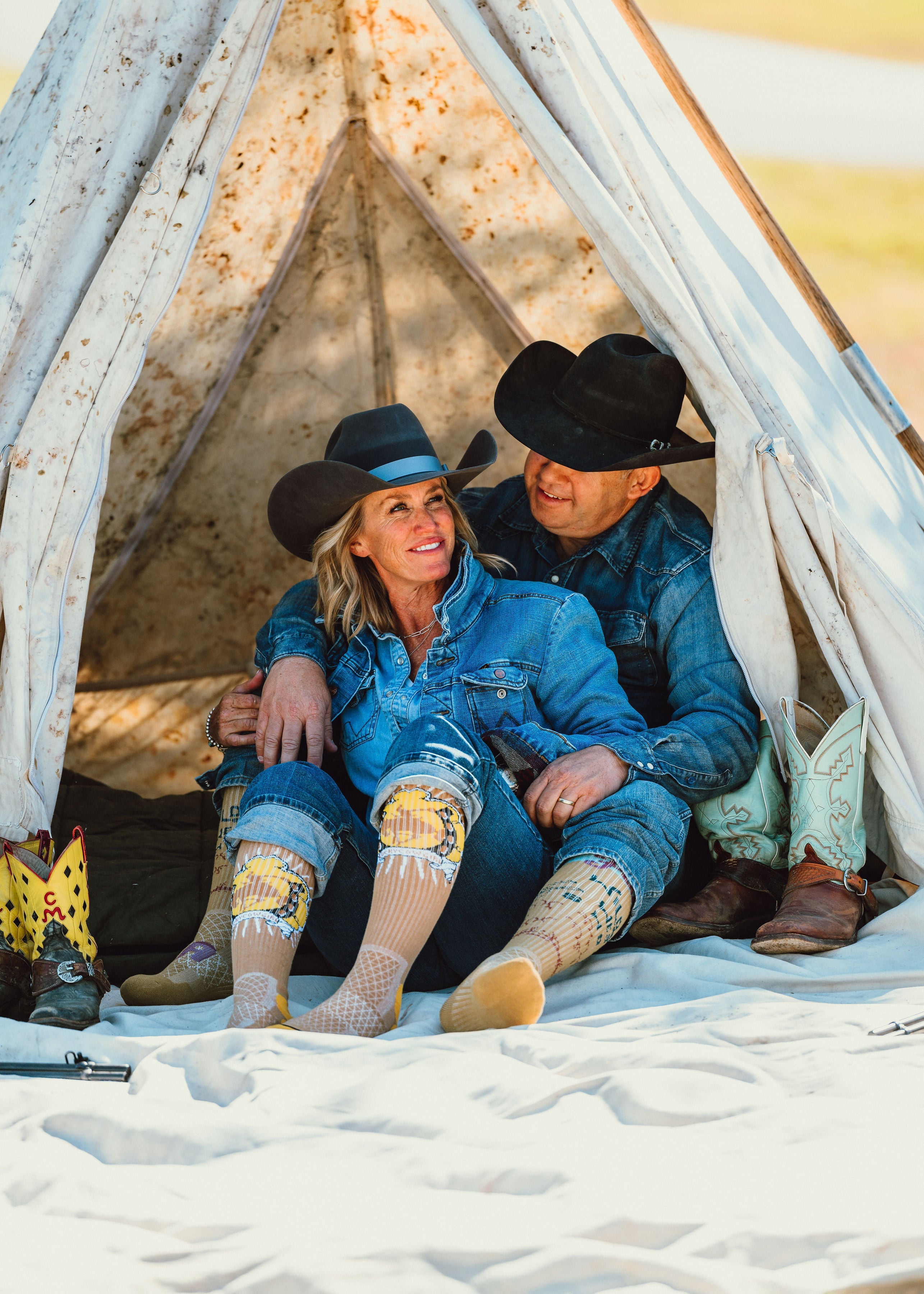 Lucky Bucking Cowgirl Tan Performance Socks