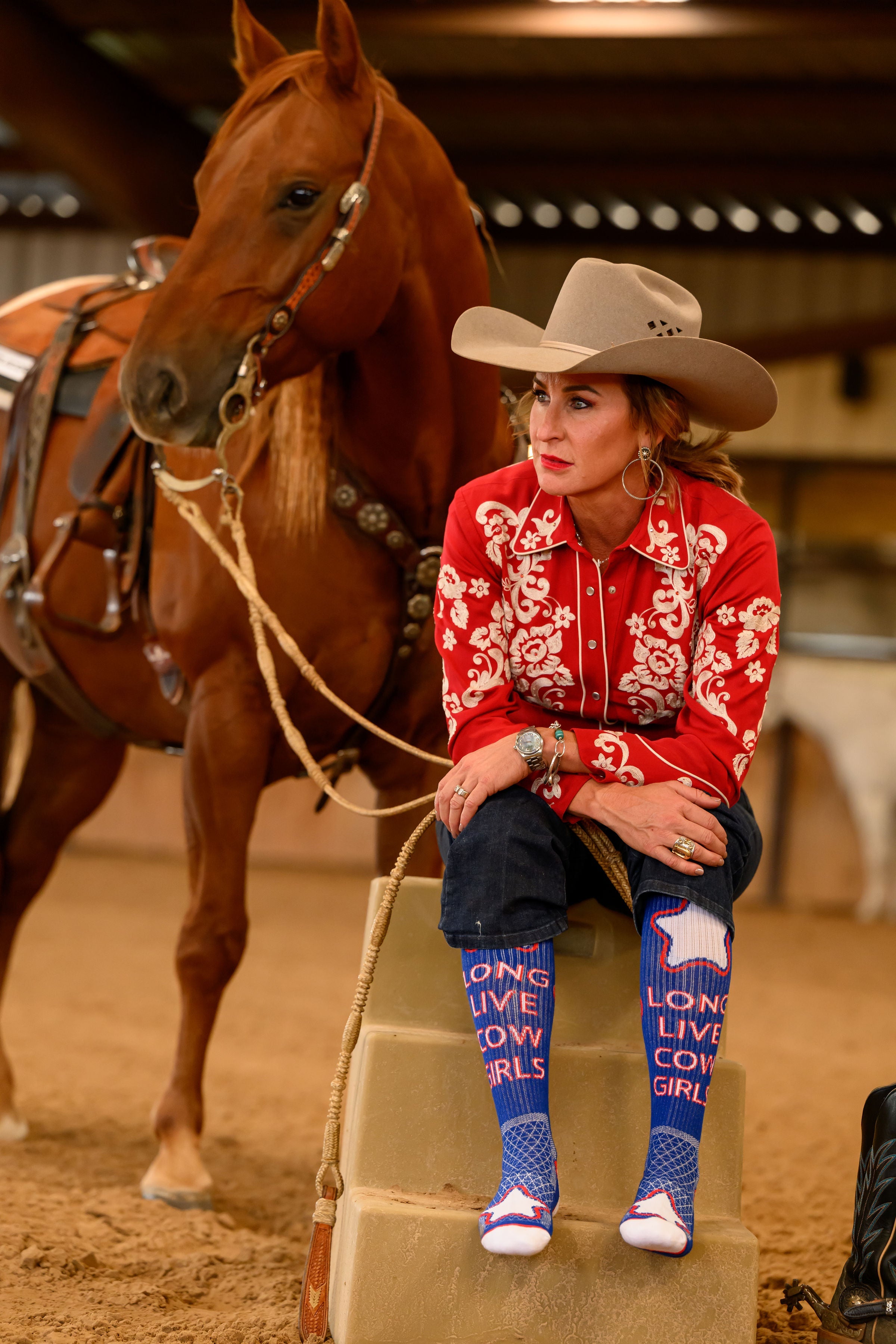 Long Live Cowgirls Red/Blue Performance Socks