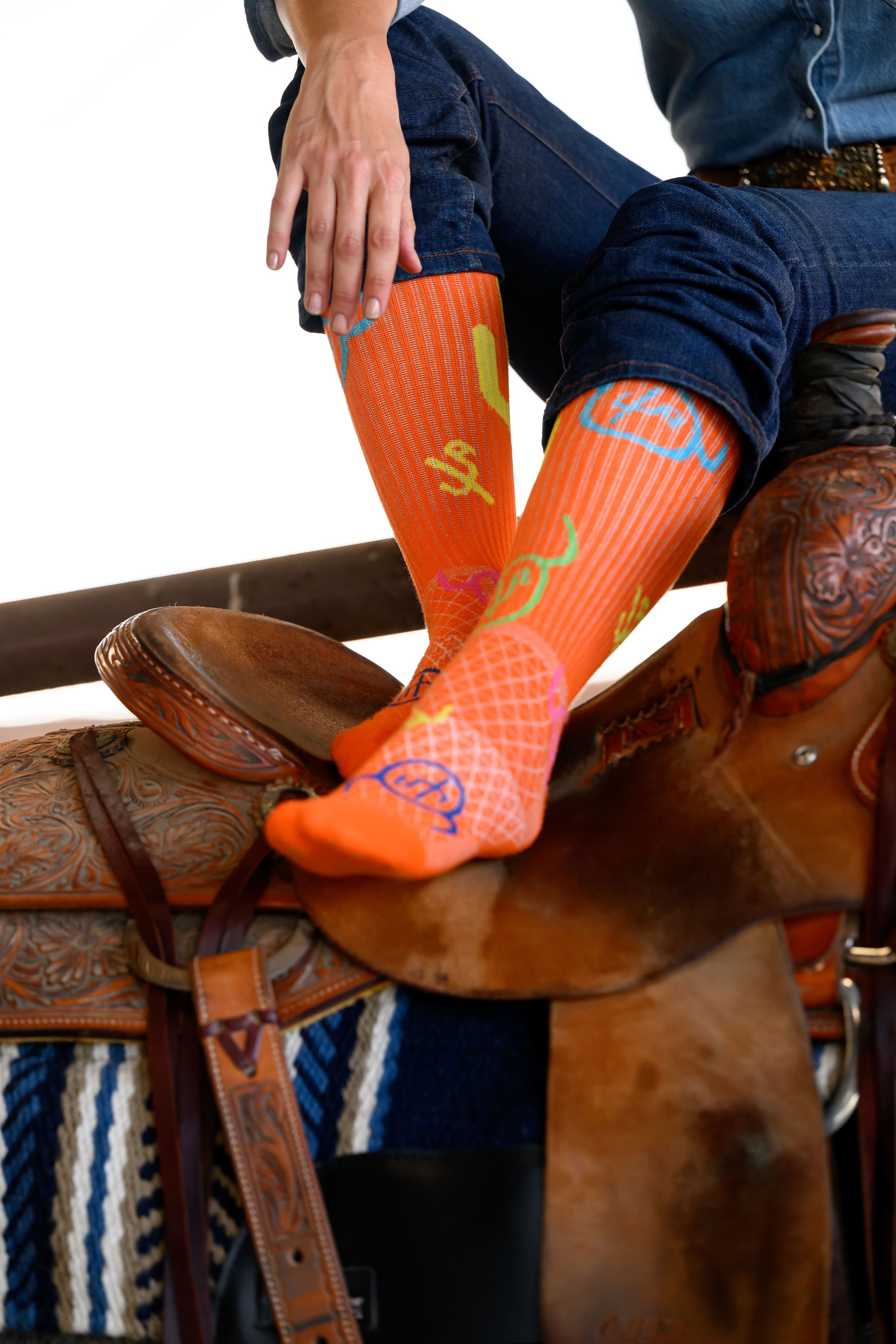 Cactus Alley-Moo Cactus Orange Performance Socks