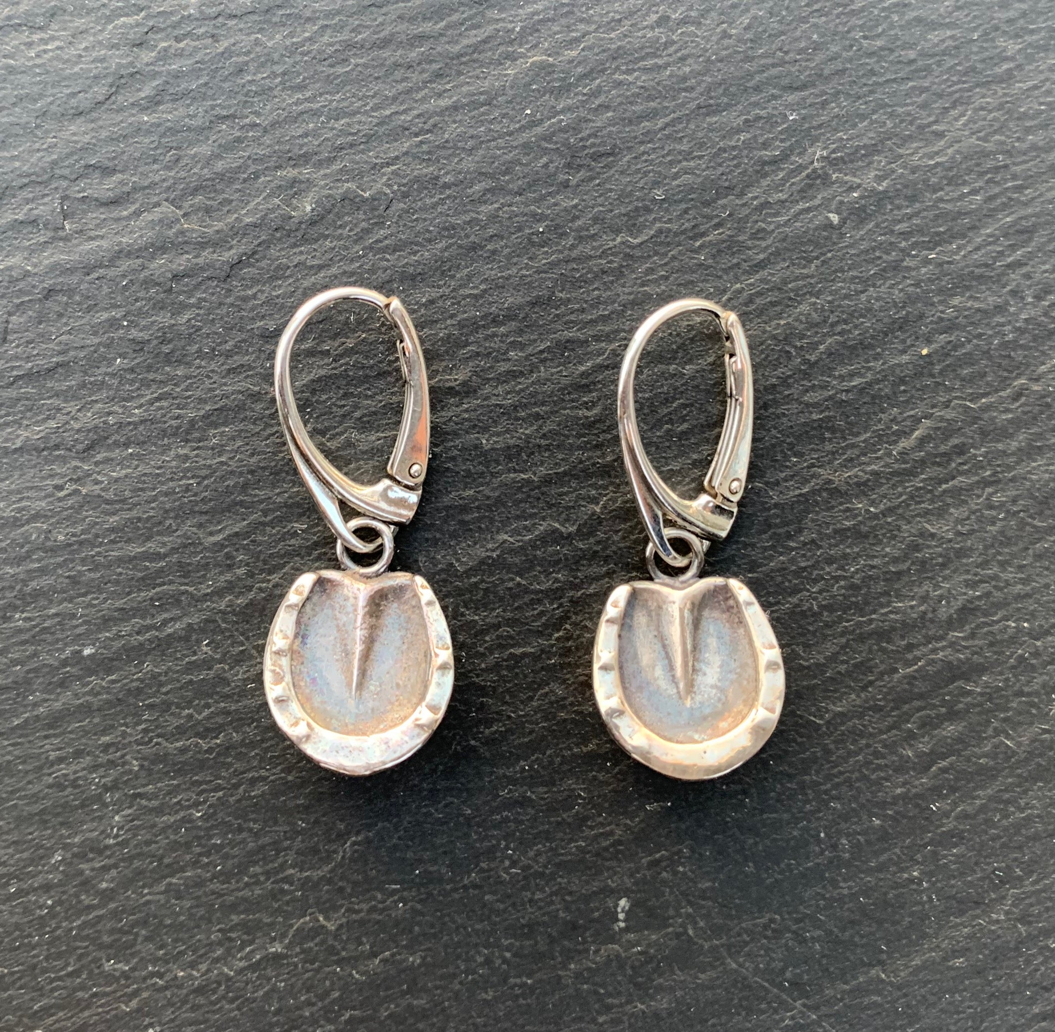 Sterling Hoofprints Leverback Earrings in Pony Size