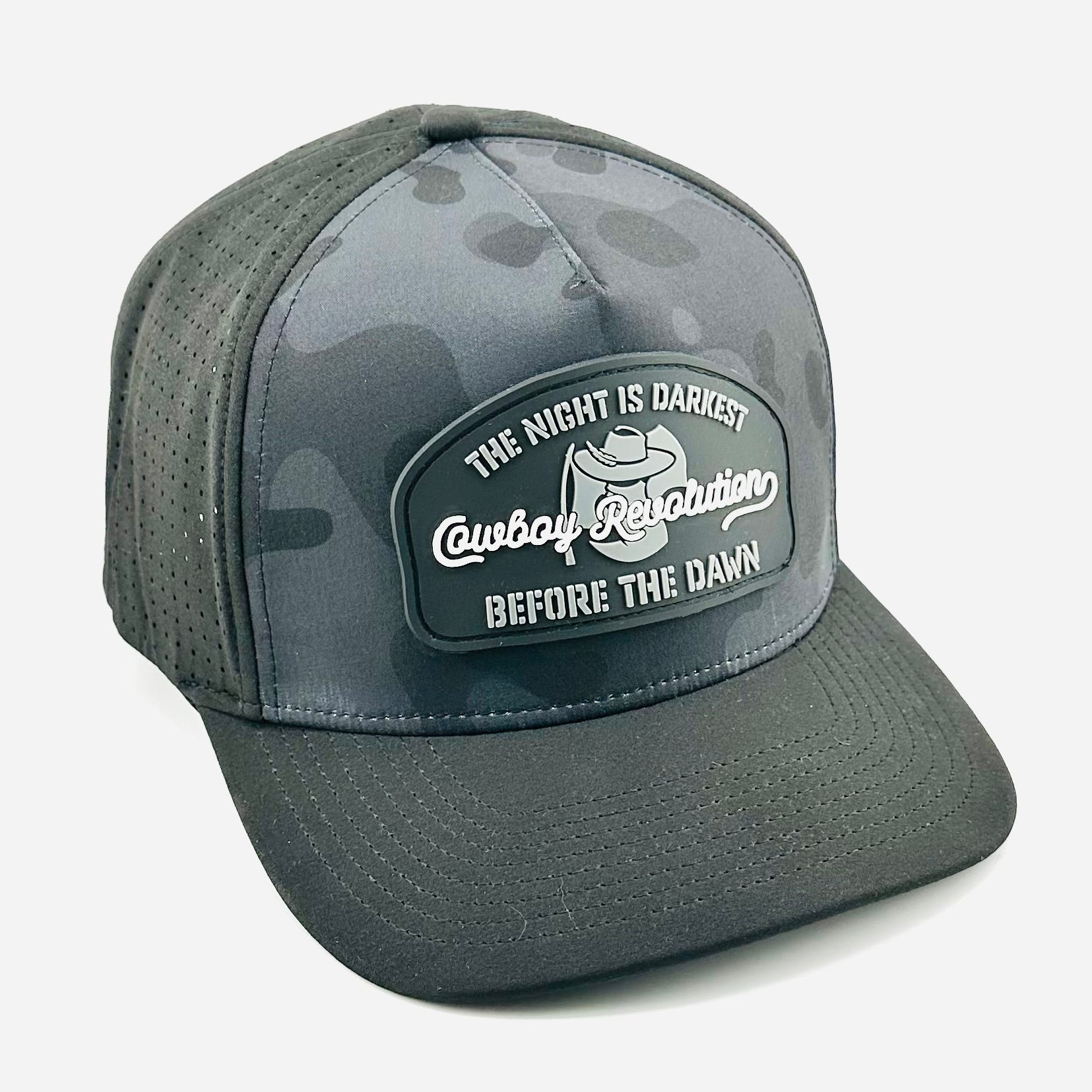 “Before The Dawn” - Cowboy Revolution Dark Camo/Black 5-panel Trucker Hat