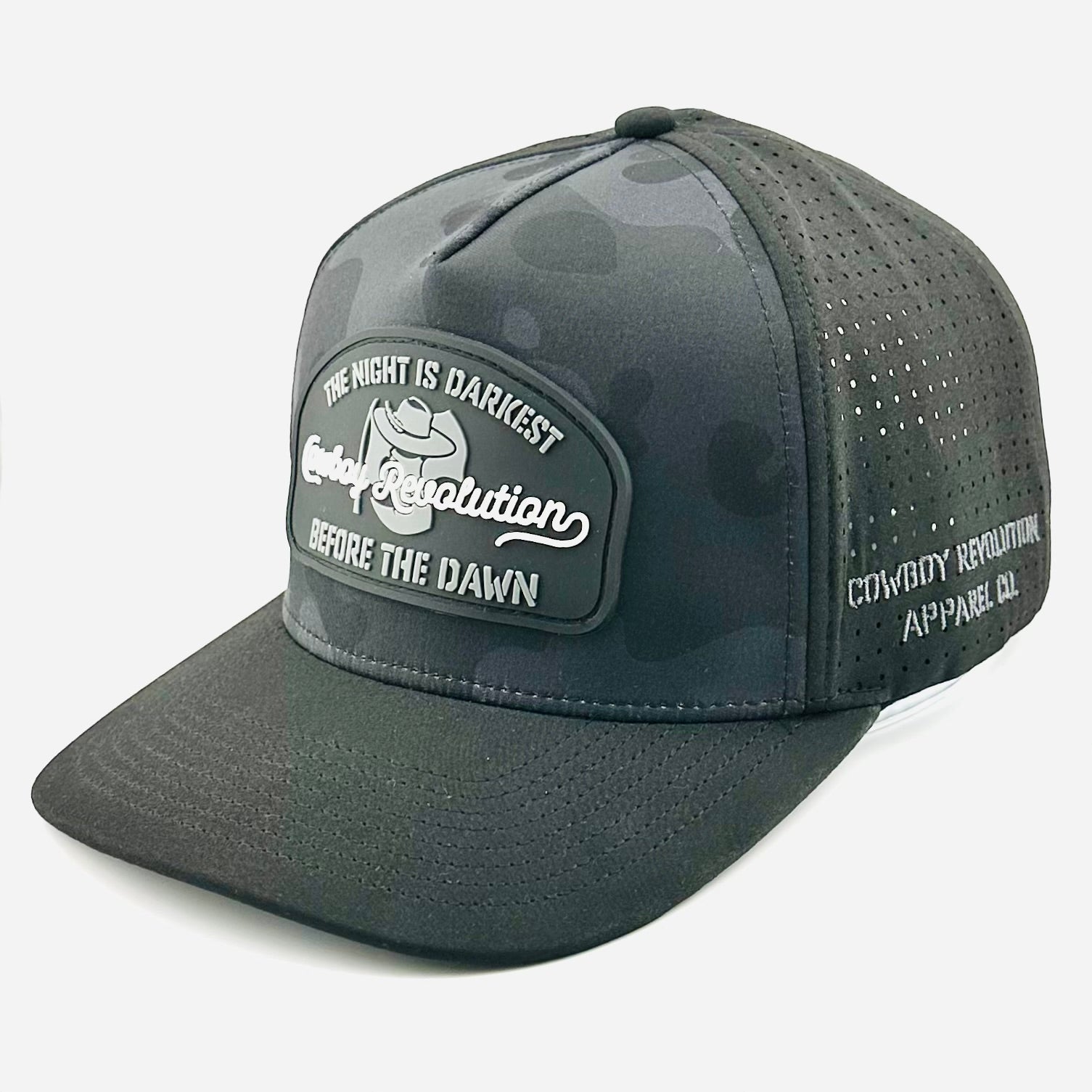 “Before The Dawn” - Cowboy Revolution Dark Camo/Black 5-panel Trucker Hat