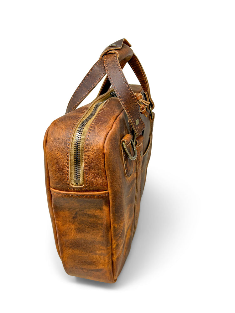 
                  
                    Slim Briefcase in Red Wing Copper Rough and Tough
                  
                