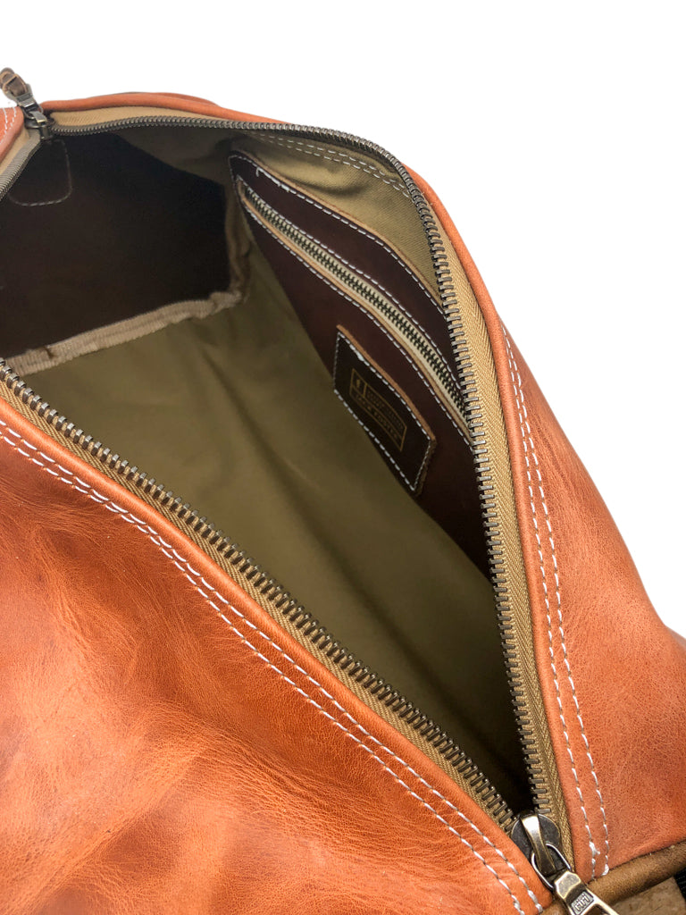 Weekender Leather Duffel Horween English Tan Leather Texas Saddlery