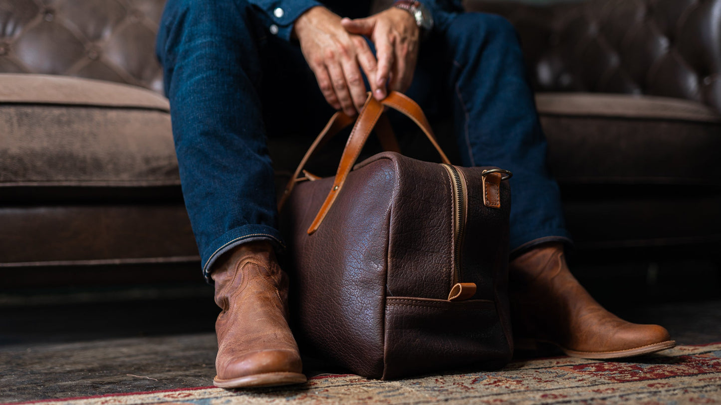 
                  
                    Jack Foster Weekender  | Dark Cognac Shrunken Bison
                  
                