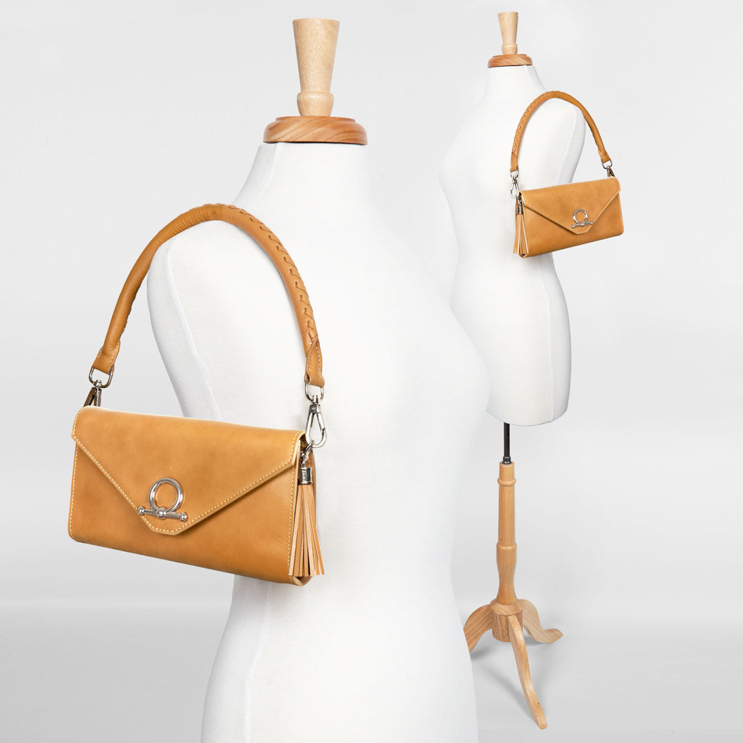 Del Mar - Horse Bit Crossbody Luxury Leather Handbag in Caramel