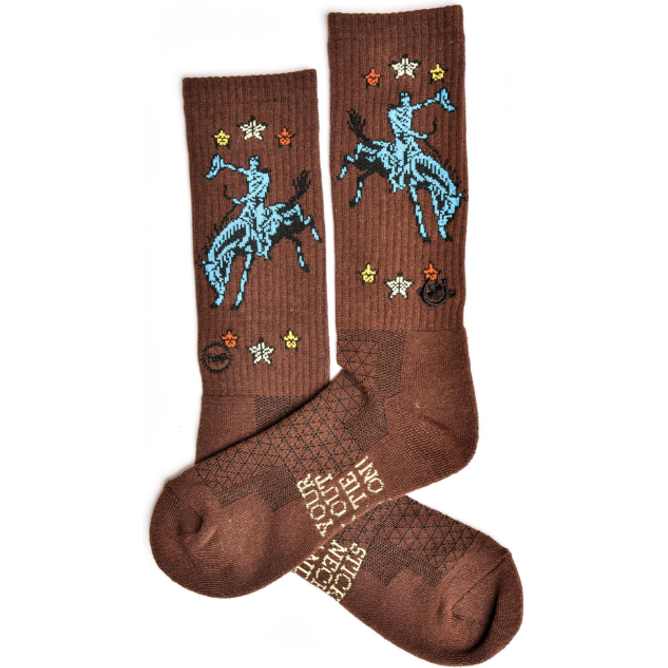 Fringe Long Live Brown Western Cowboy Performance Socks