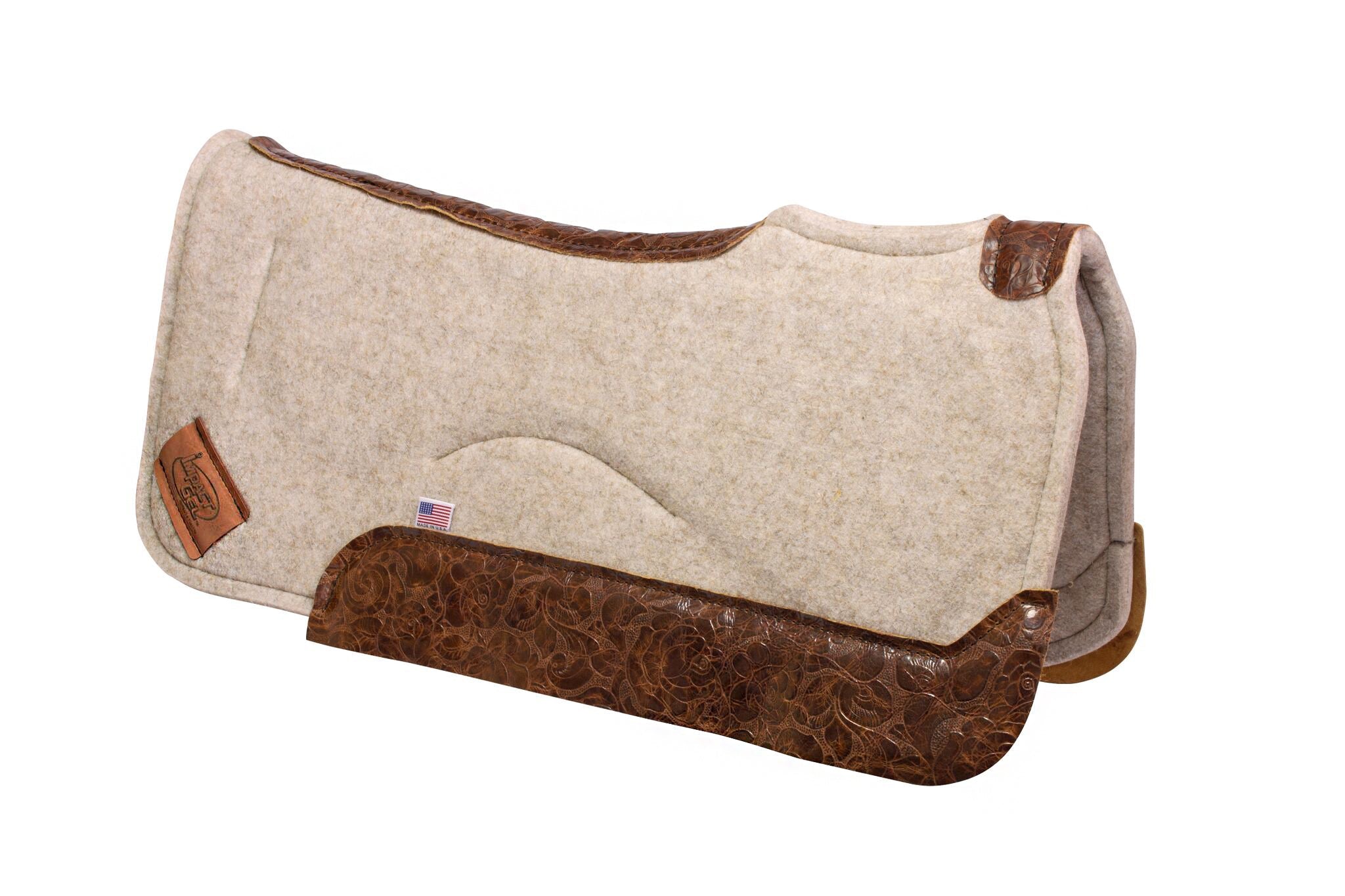 Contour Classic Saddle Pad- Tan with Vintage Floral Wear Leather