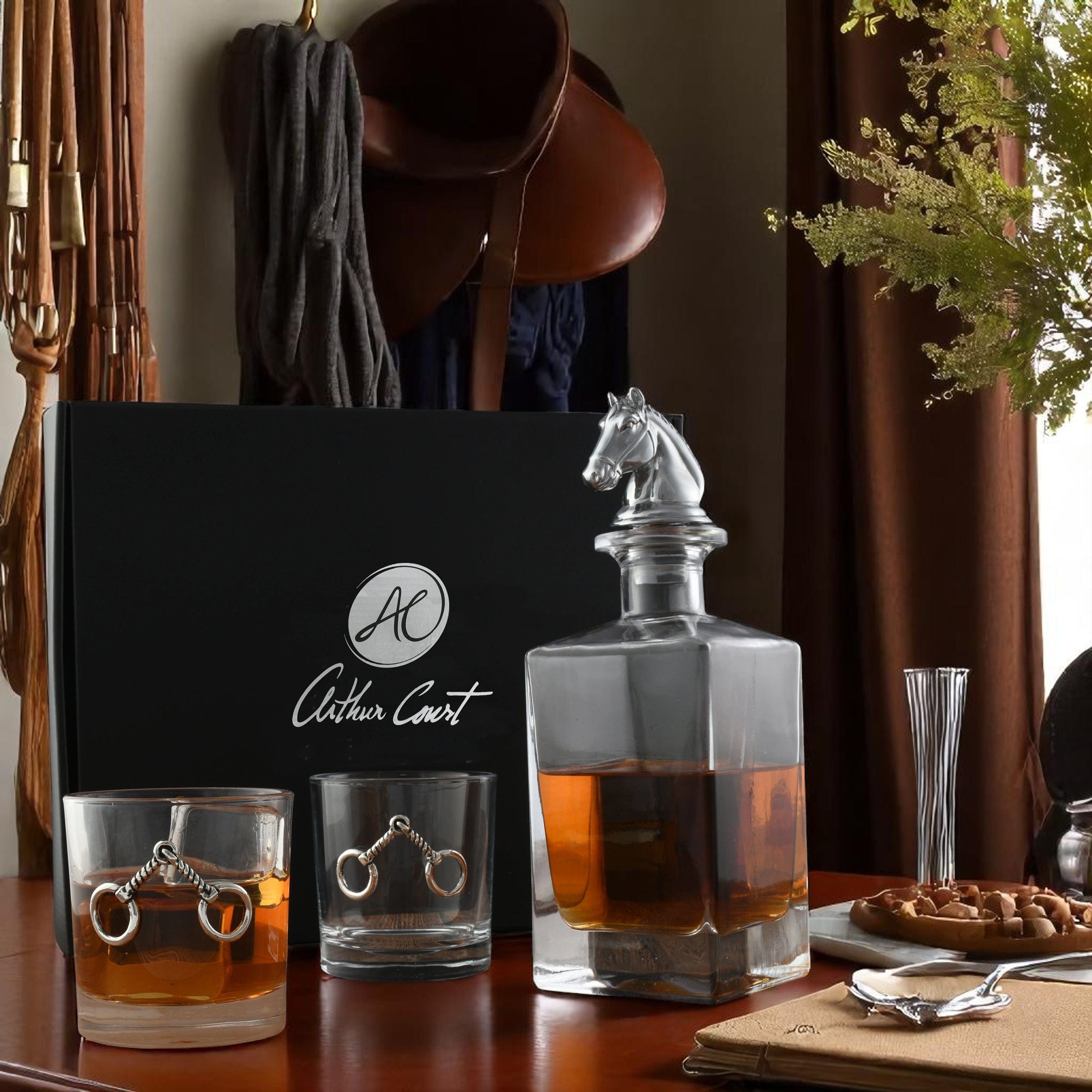 Equestrian Decanter Set with Glasses