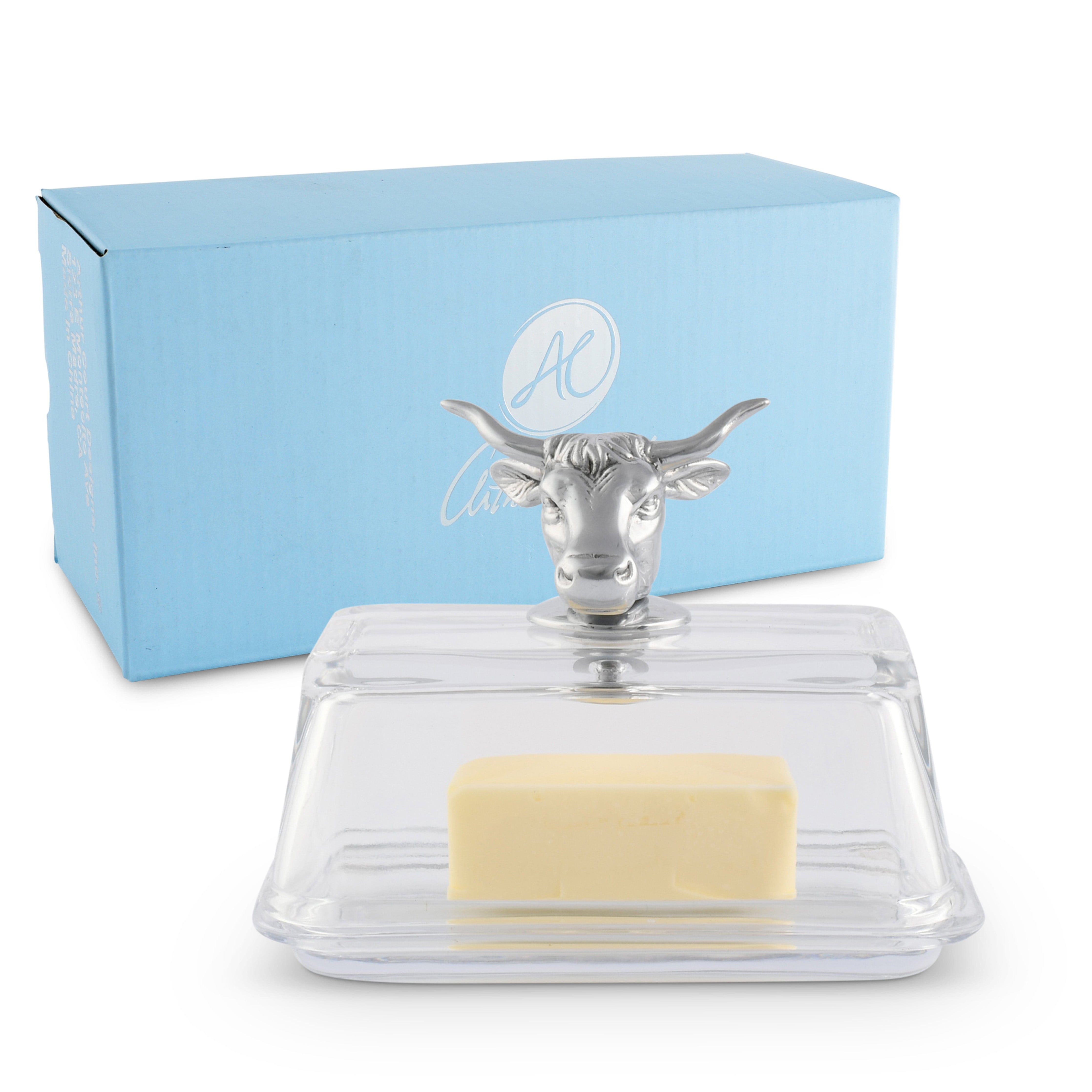 Glass Butter Dish - Cow