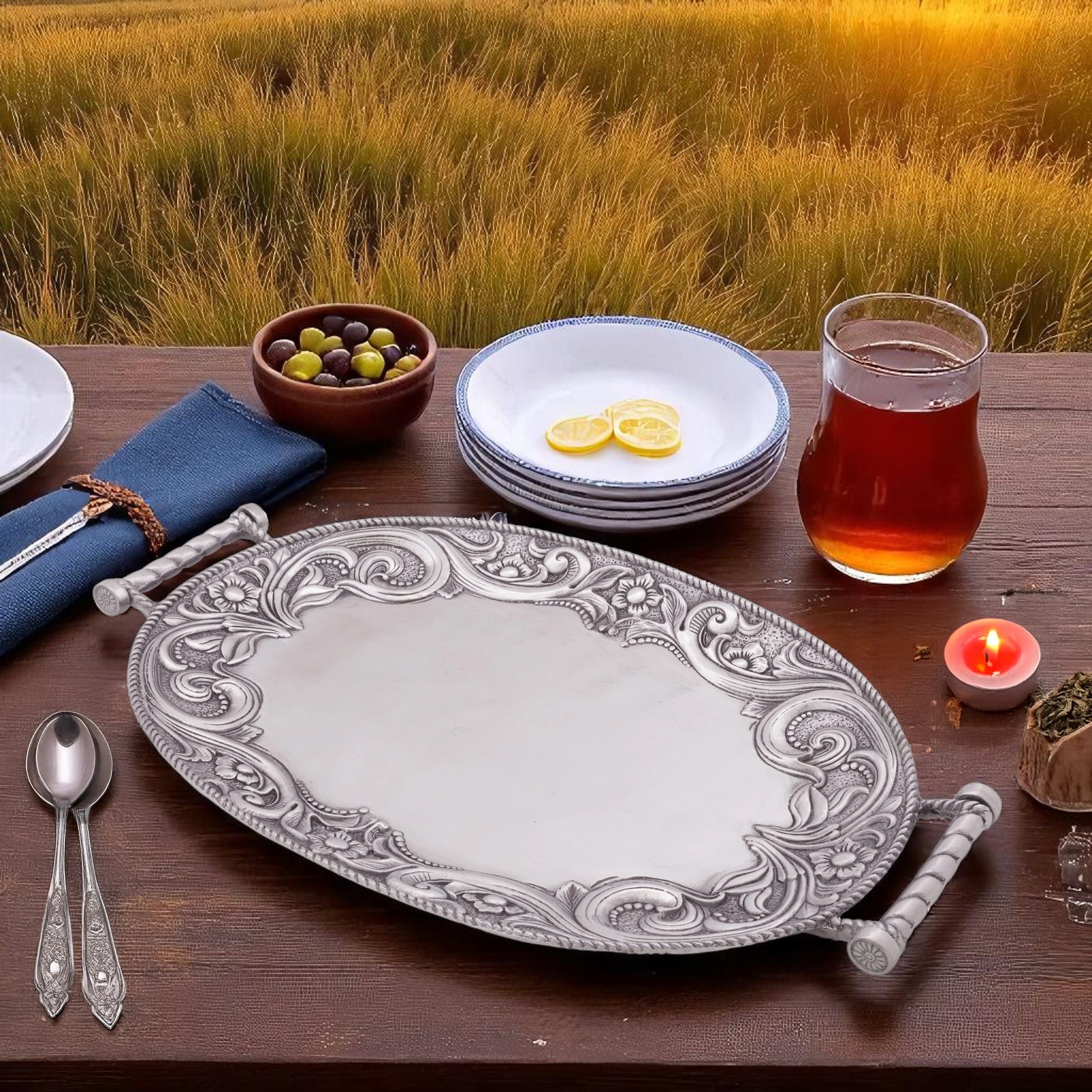 Western Leather Serving Tray