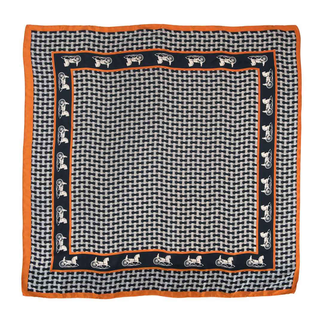 Carriage - Stylized Equestrian Scarf in Tangerine and Black