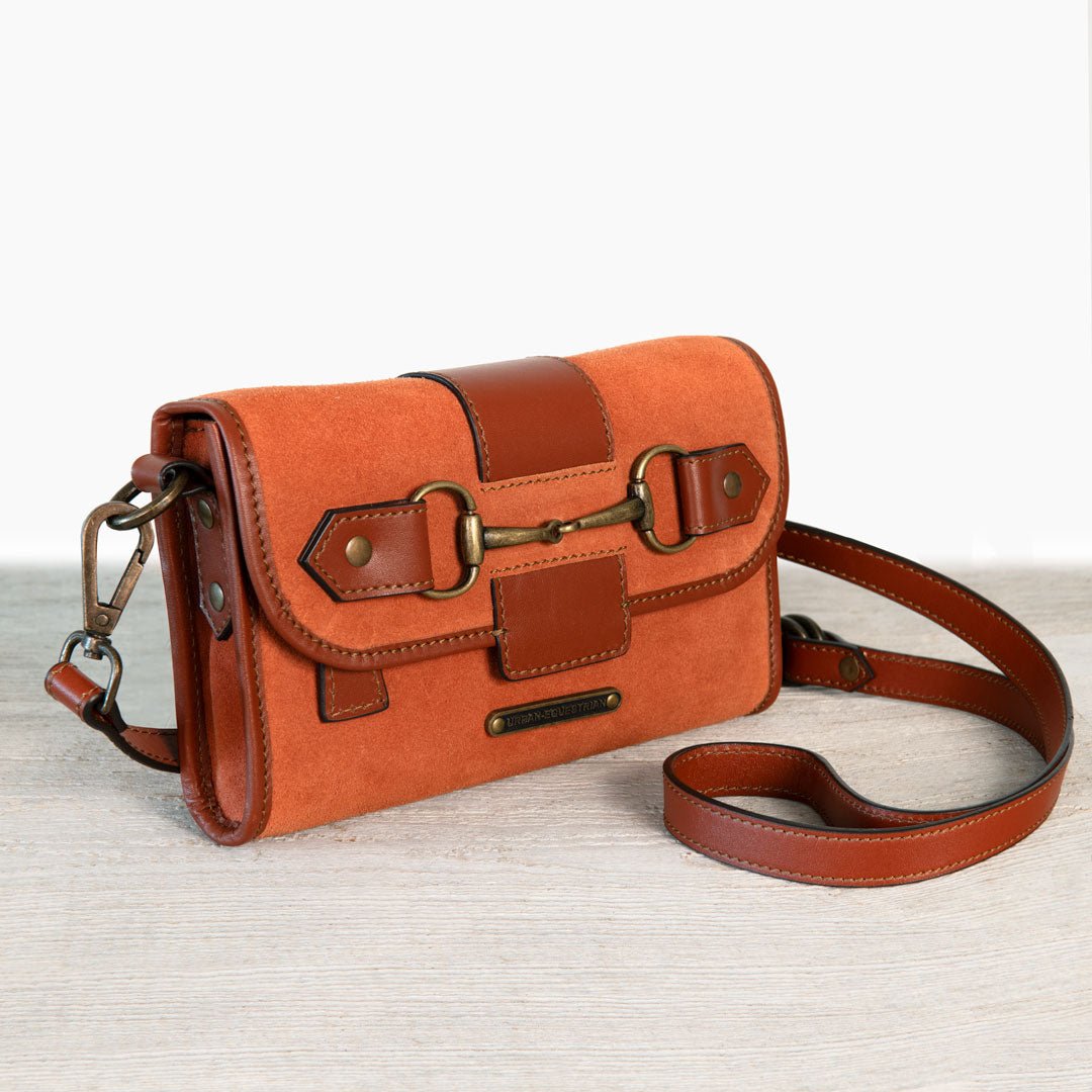 Dalton - Horse Bit Crossbody Luxury Leather Handbag in Cognac on Cognac