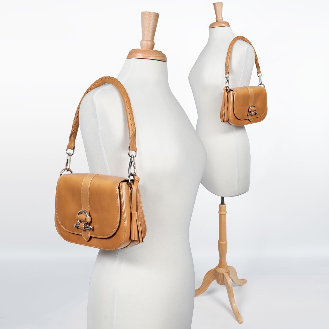 Del Rey - Equestrian Horse Bit Crossbody Luxury Leather Handbag in Caramel