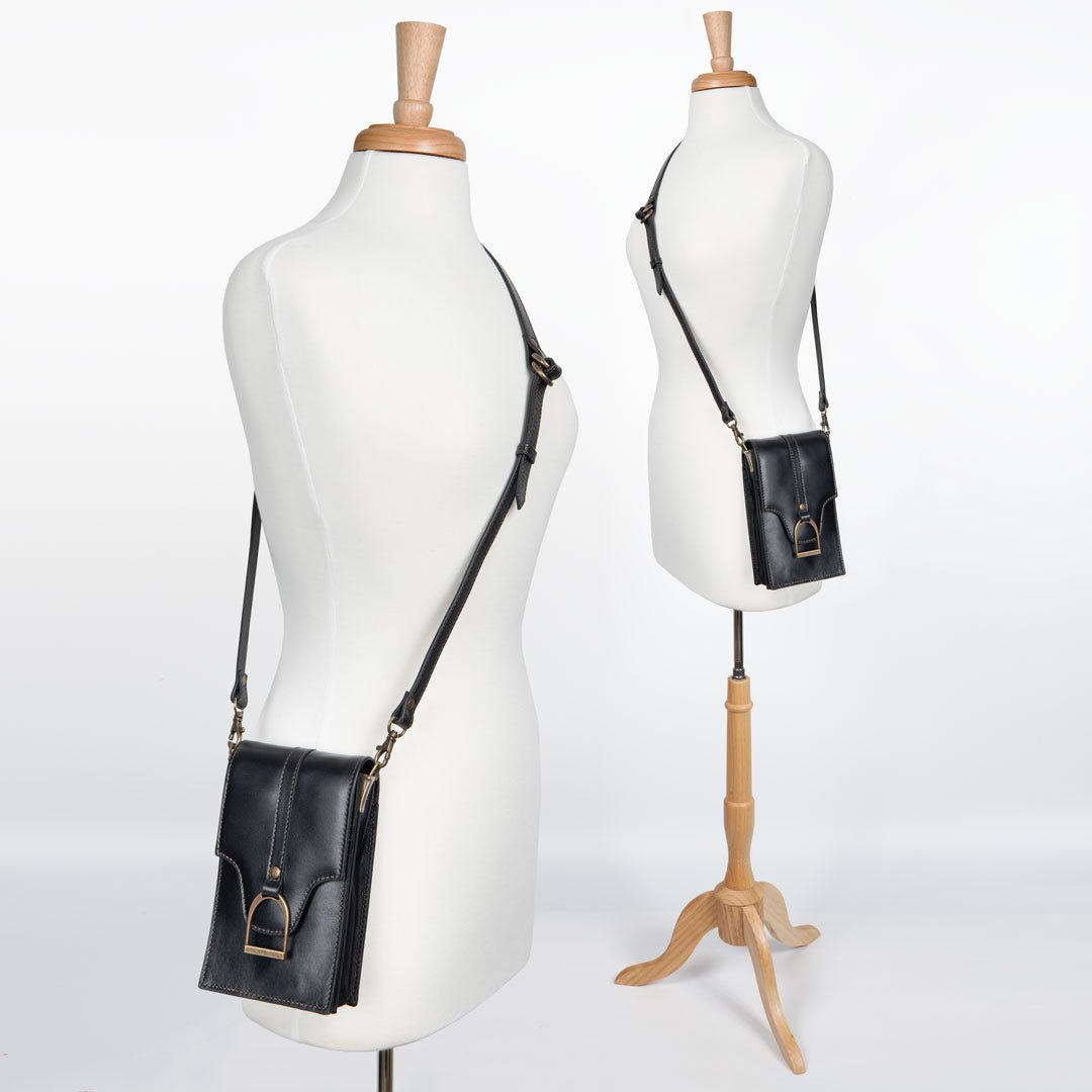 Devon Deluxe Phone Bag - Luxury Leather Handbag in Black
