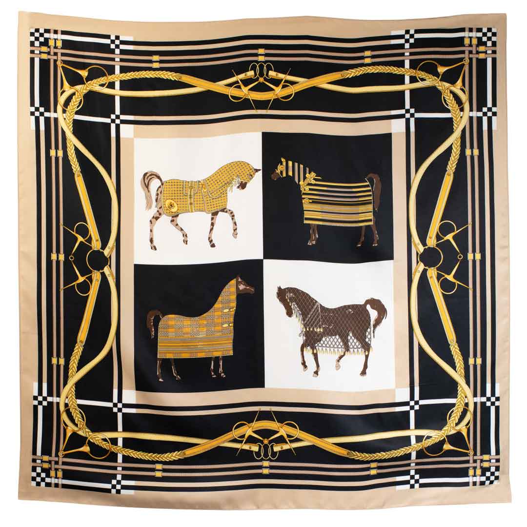 Genevieve - Stylized Equestrian Scarf in Honey and Black