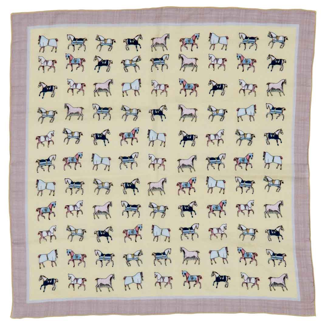 Hunt Club - Stylized Equestrian Scarf in Yellow and Sand