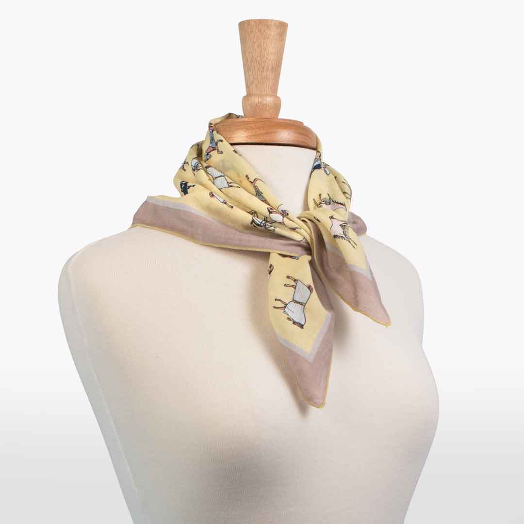 Hunt Club - Stylized Equestrian Scarf in Yellow and Sand