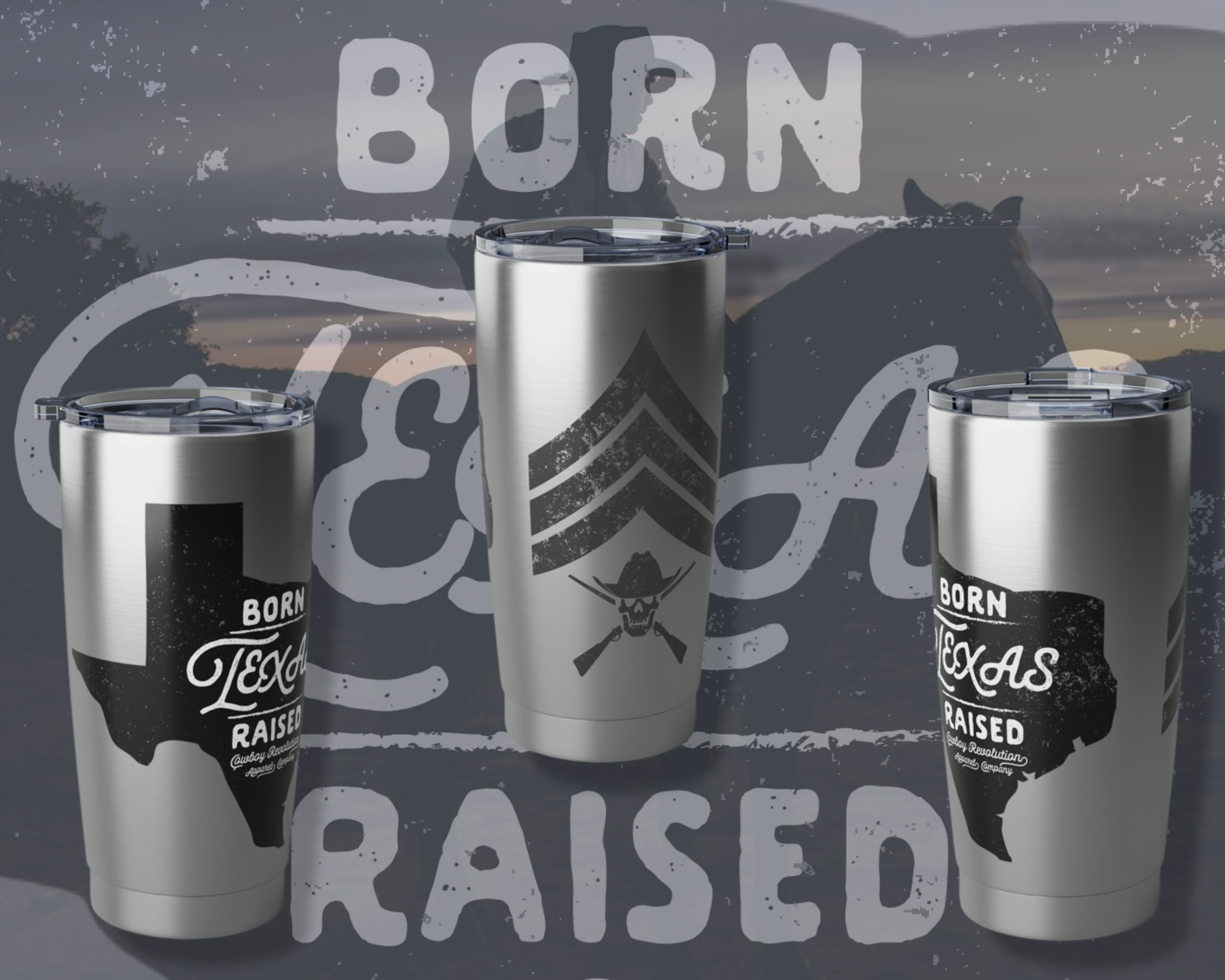 "Texas Born. Texas Raised." Cowboy Revolution 20oz Tumbler