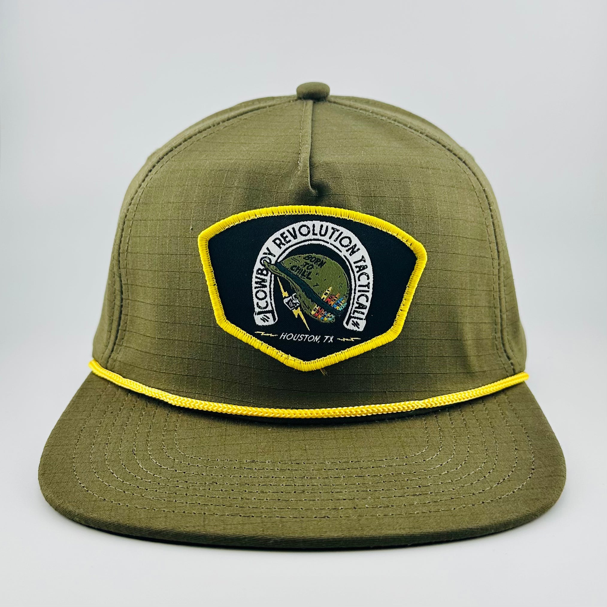 "Born to Chill" Cowboy Revolution Tactical Green Ripstop Rope Hat