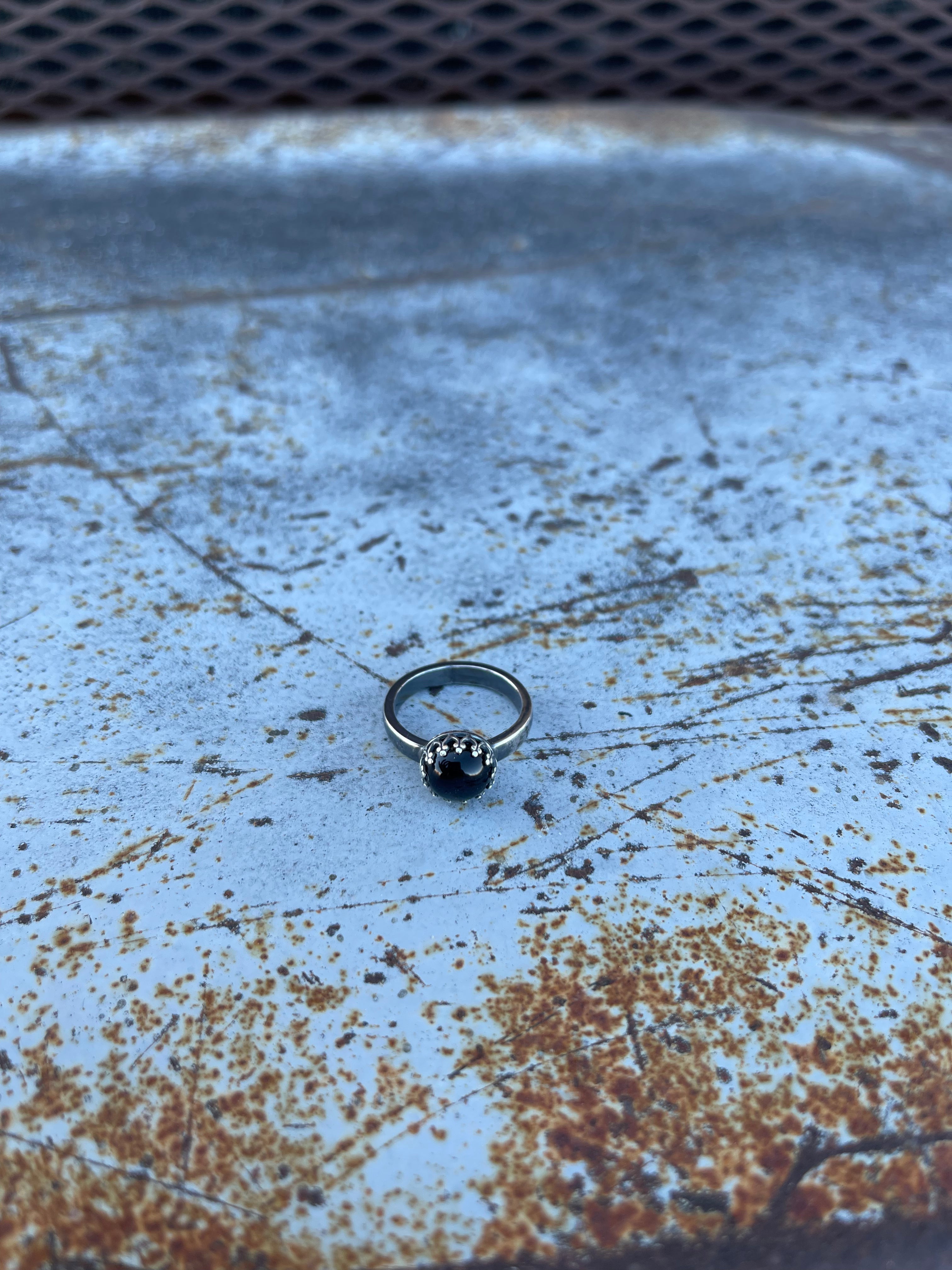 Midnight Valley Handmade Black Onyx and Sterling Silver Ring - Sizw 5