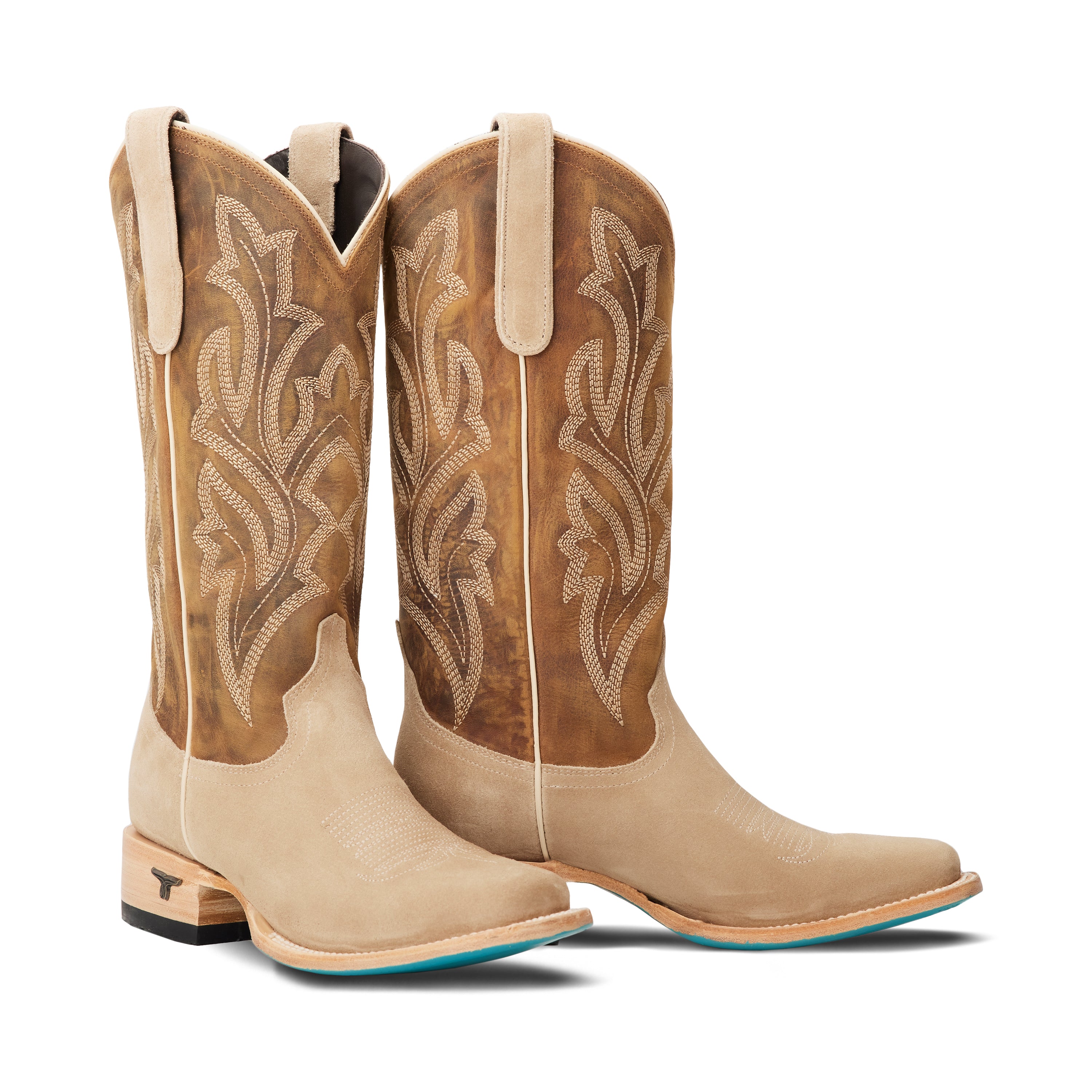 Square Boot Design Classic Square Boot - Latte Suede and Burnt Caramel – Texas Saddlery