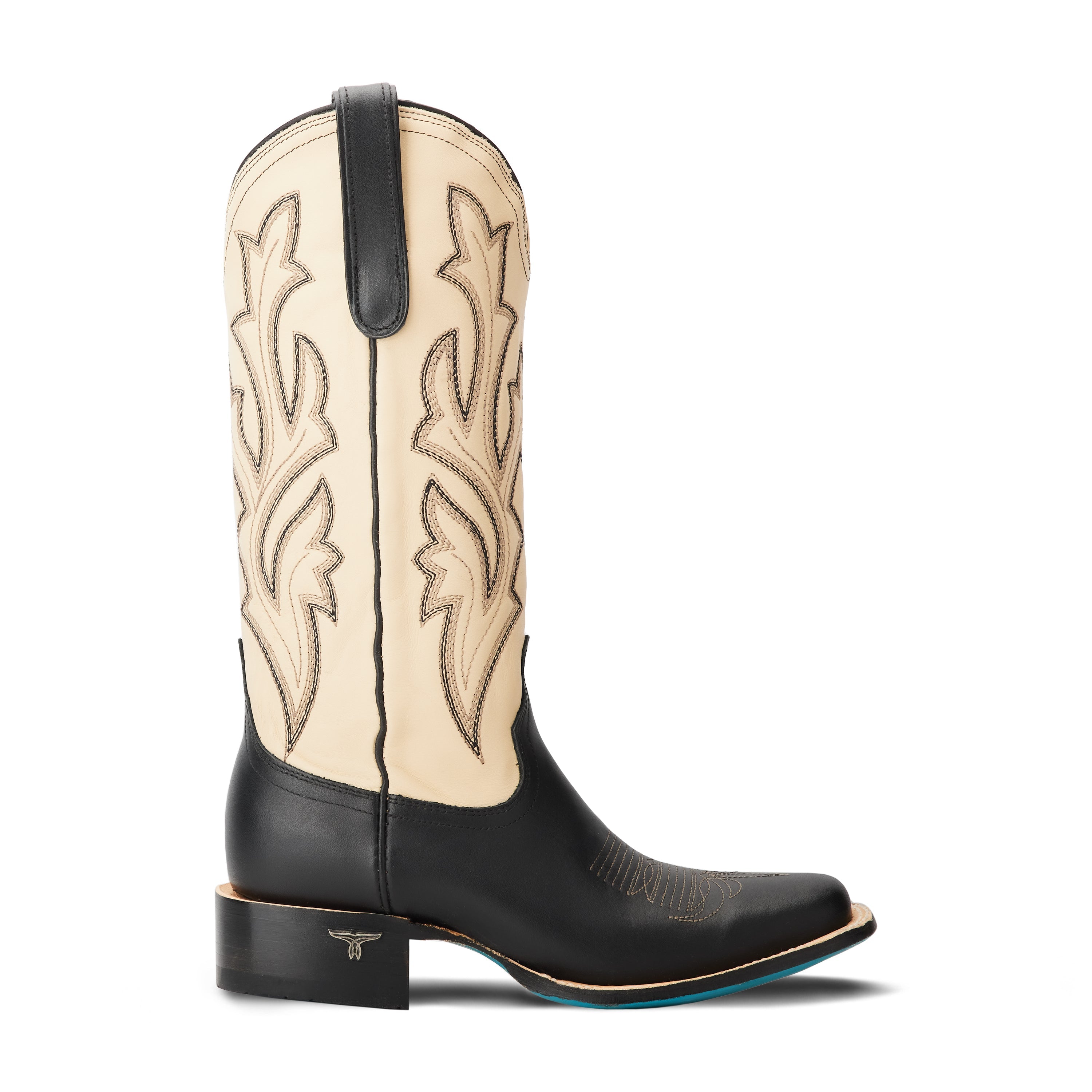 Square Boot Design Classic Square Boot - Jet Black and Pale Ivory – Texas Saddlery