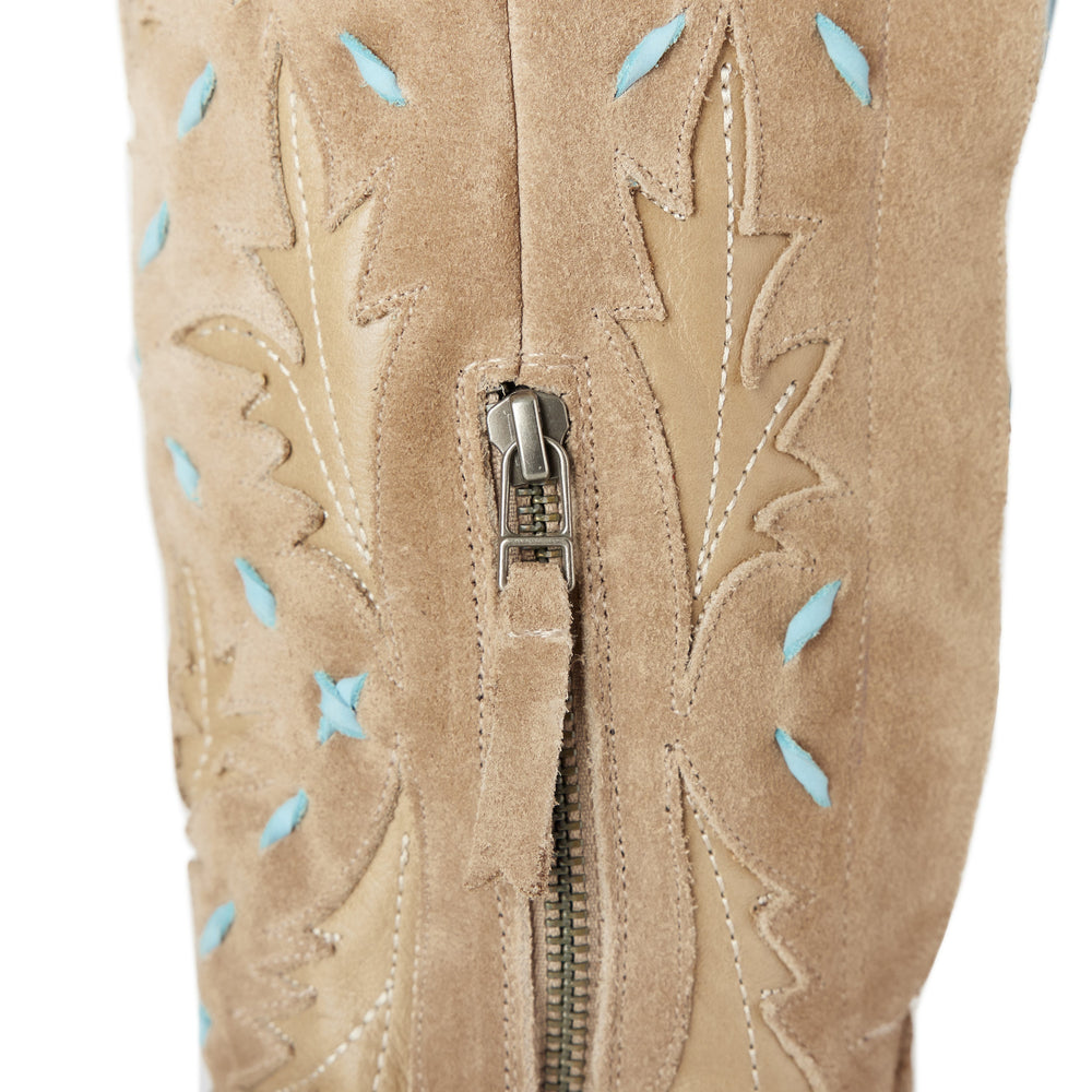 
                  
                    Reverie Knee High Corset - Latte Suede and Powder Blue
                  
                