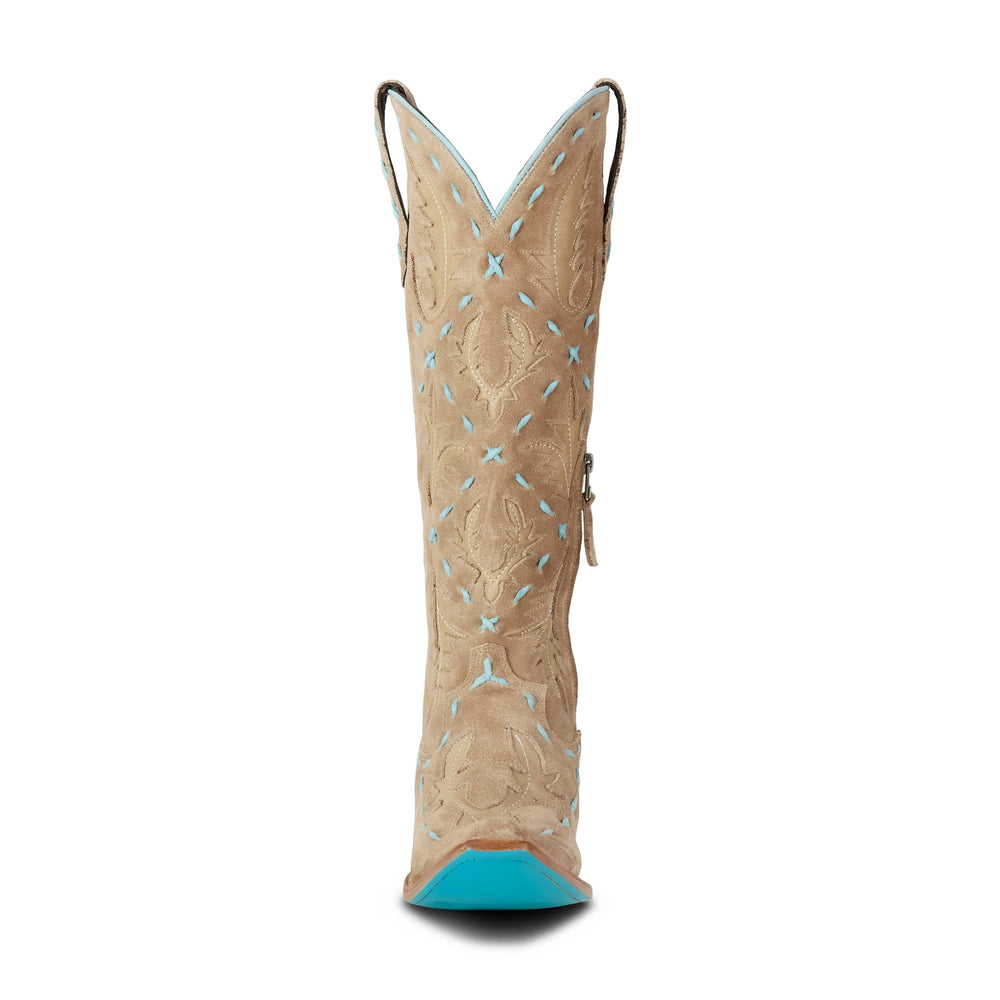 
                  
                    Reverie Knee High Corset - Latte Suede and Powder Blue
                  
                