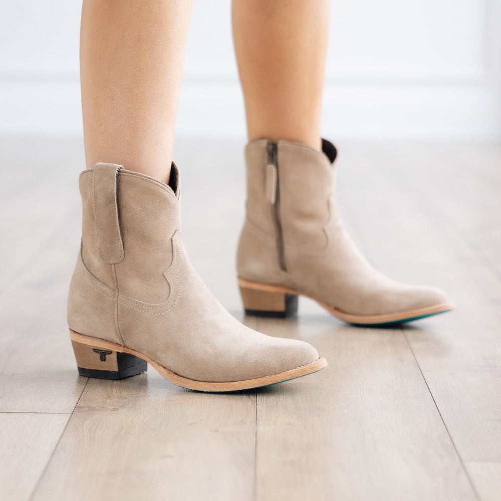 
                  
                    Plain Jane Bootie - Latte Suede
                  
                