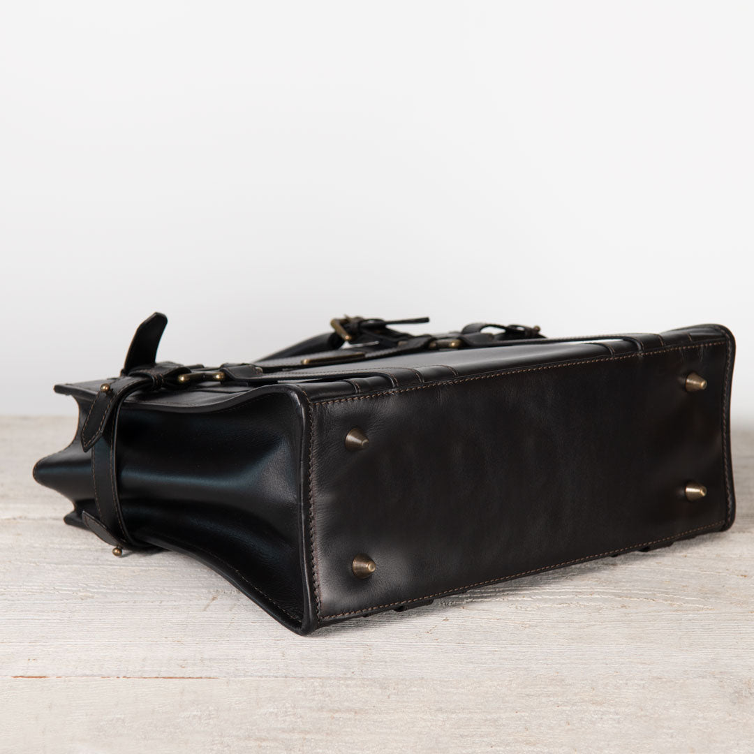 Paddock -  Halter Tote Luxury Leather Handbag in Black