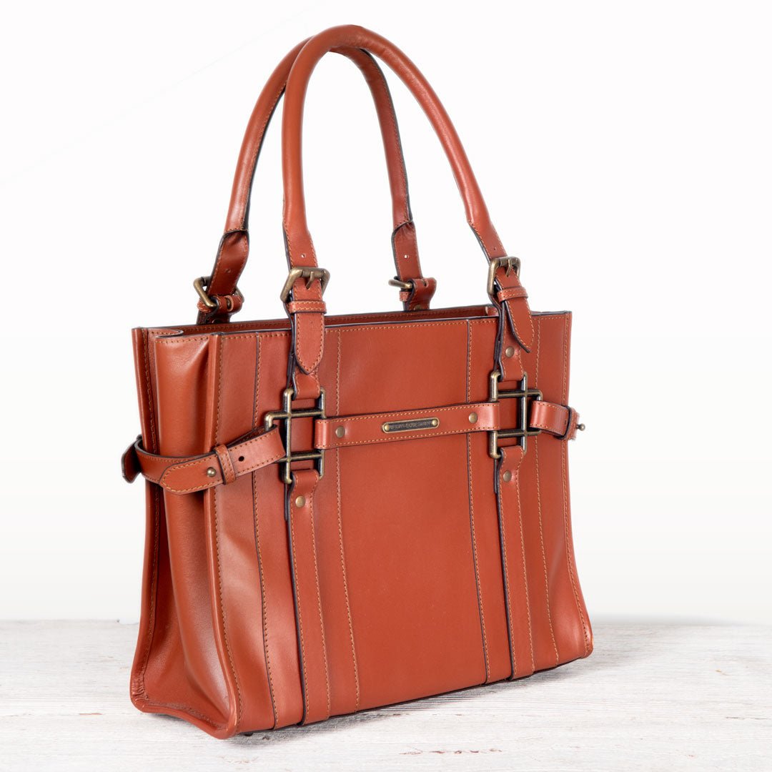 Paddock -  Halter Tote Luxury Leather Handbag in Cognac
