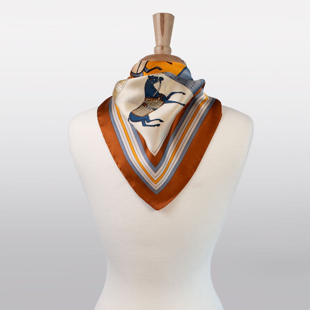 Signature - Stylized Equestrian Scarf in Deep Safron